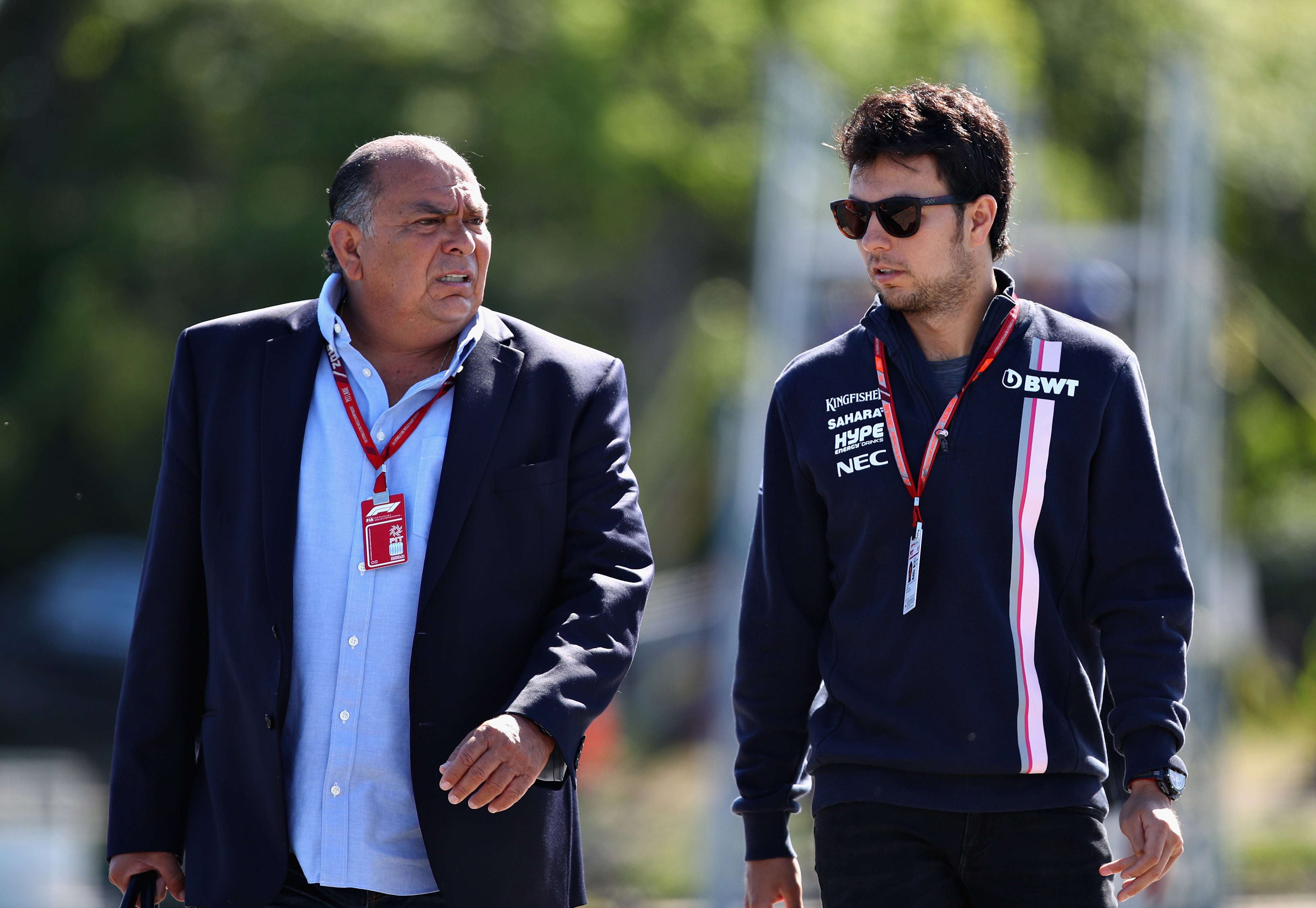 Sergio Perez (right) and his father, Antonio Perez Garibay (left), in 2018