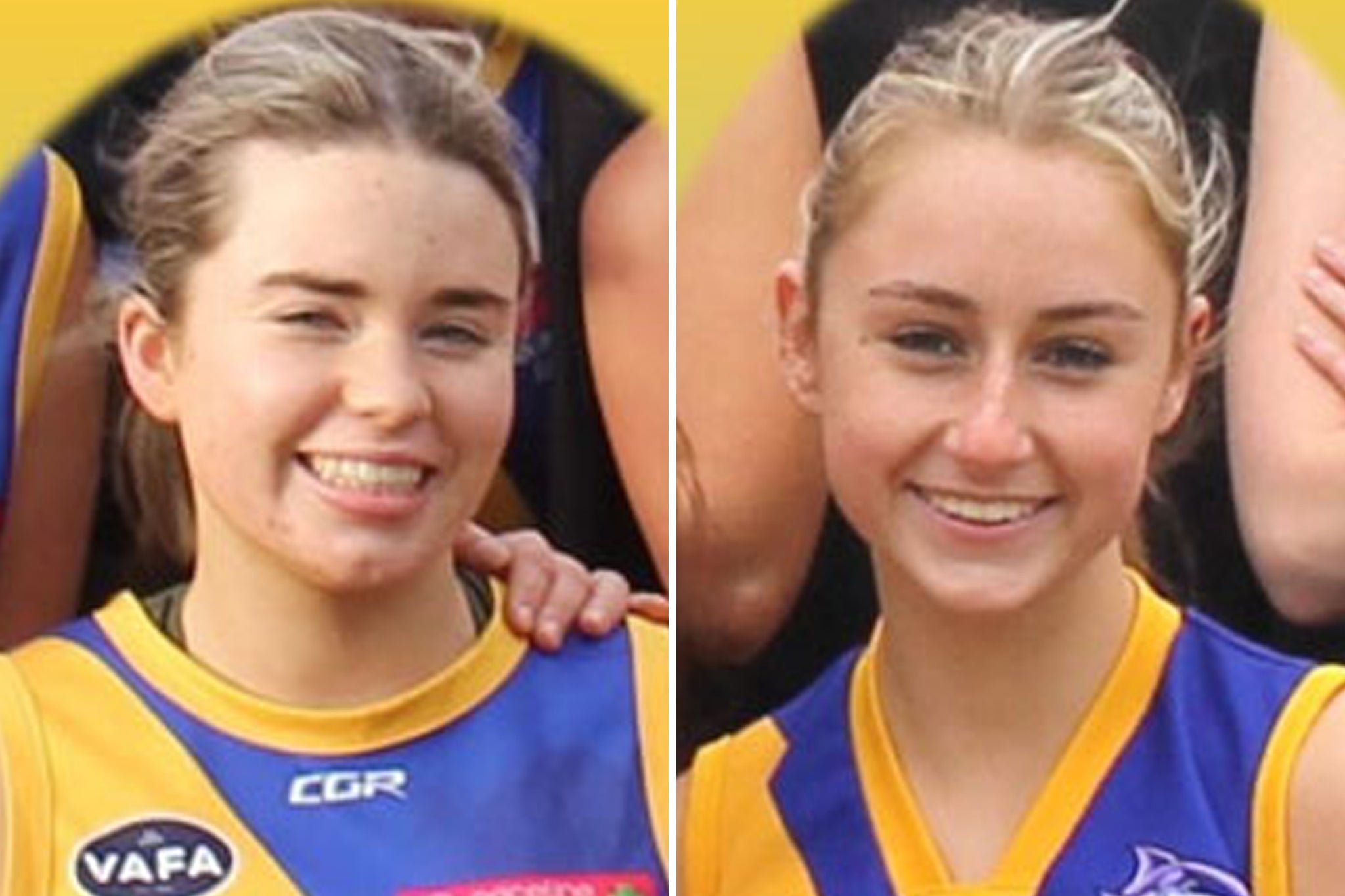 Holly Bowles and Bianca Jones, both 19, were teammates at the Beaumaris Football Club in Melbourne