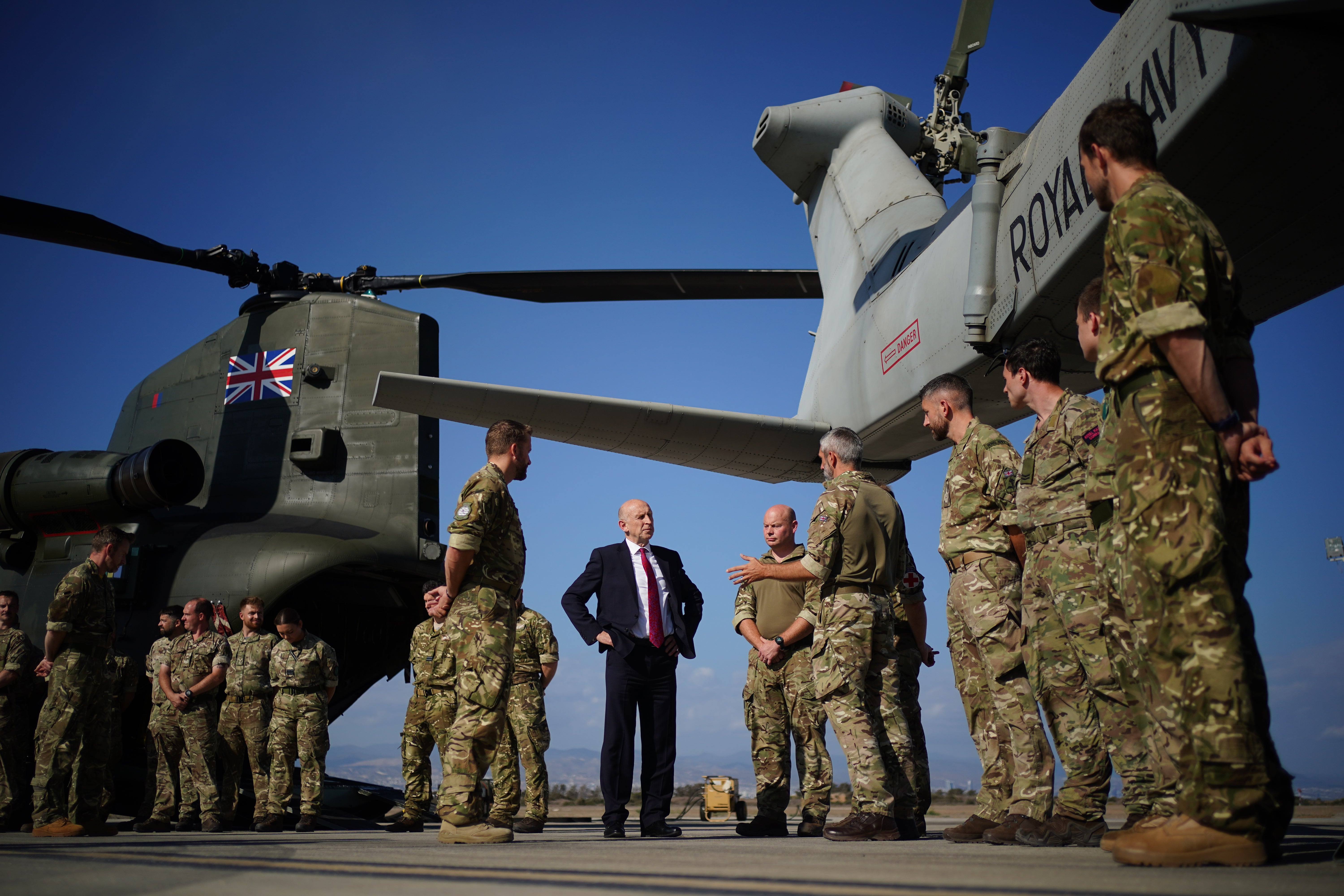 Defence Secretary John Healey visits RAF Akrotiri during a visit to Cyprus in 2024