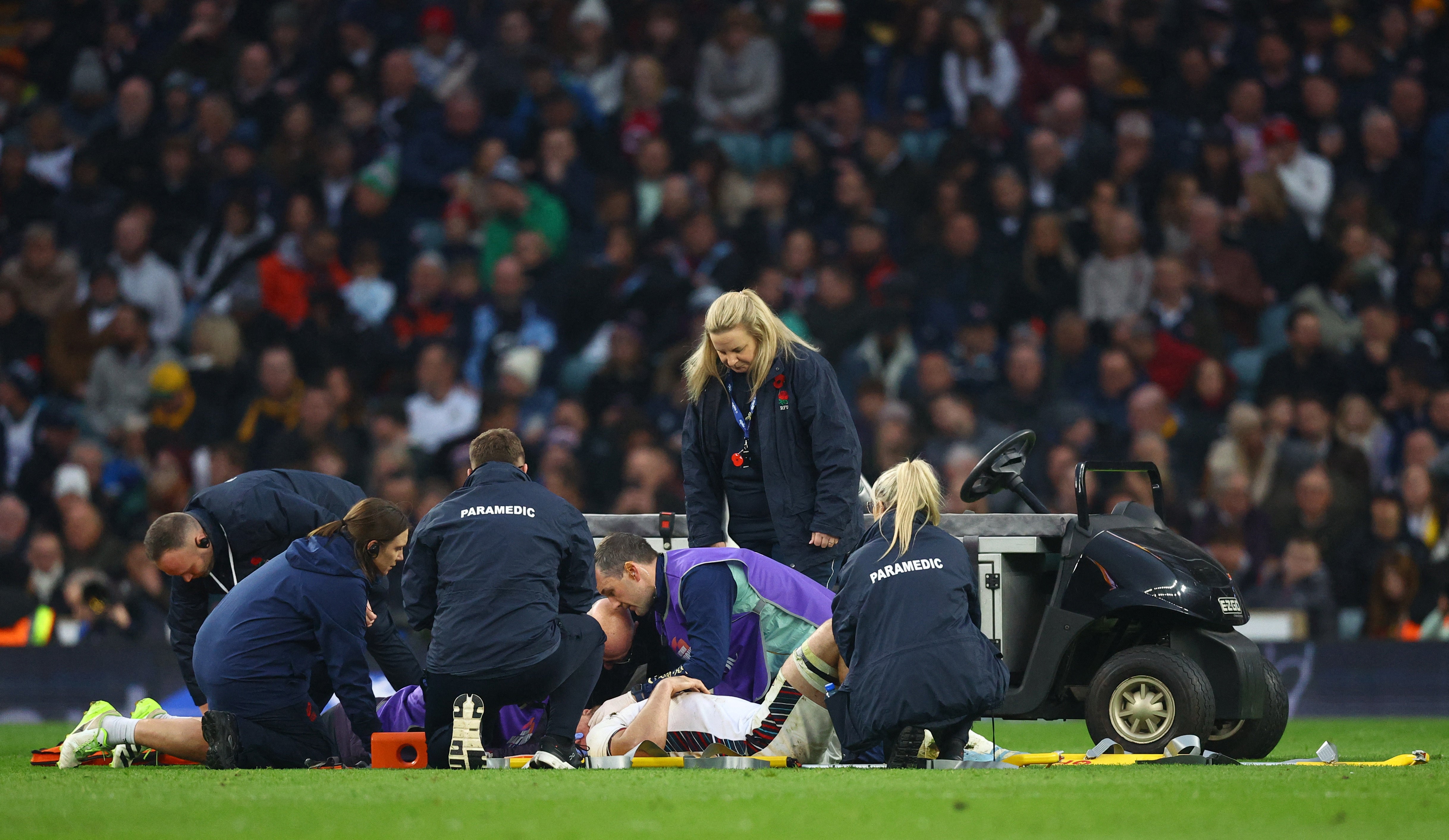 Curry was treated on the Twickenham turf