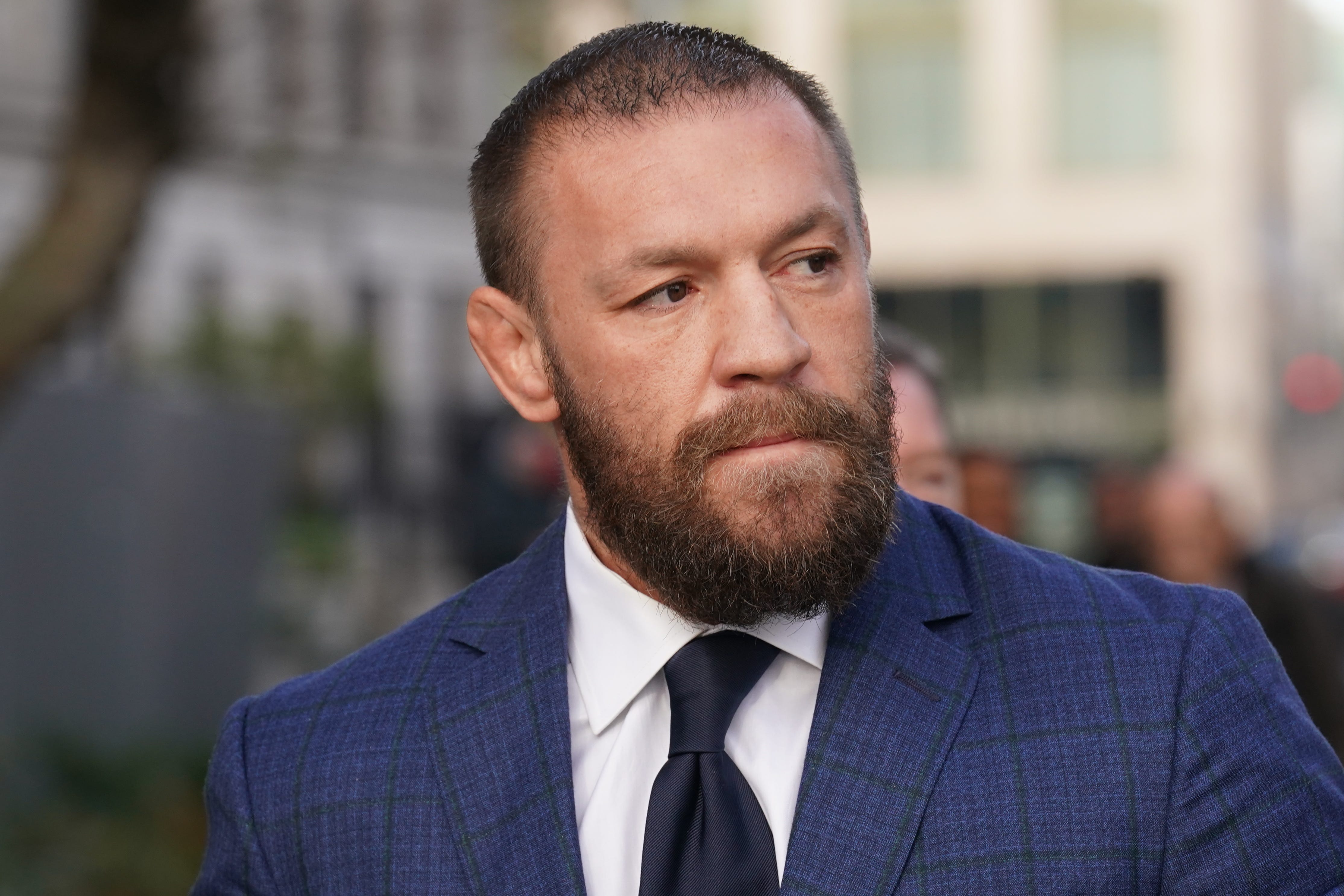 Mixed martial arts fighter Conor McGregor outside the High Court in Dublin, where he is appearing for a personal injury case against him (Brian Lawless/PA)