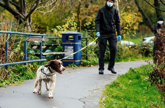 Specialist police dogs have conducted searches of Corby Boating Lake