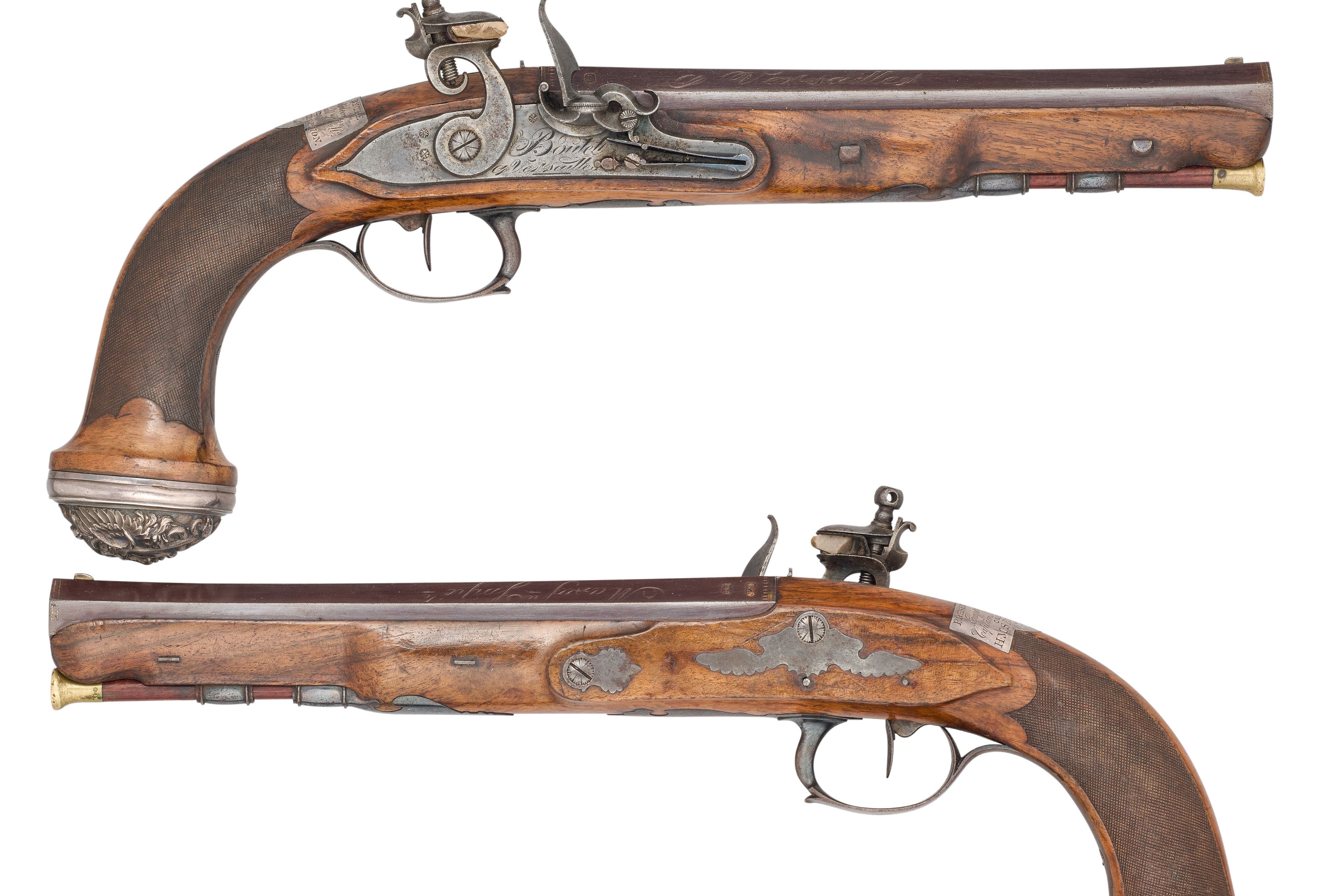 The pistols were presented to Captain Marshall on HMS Bellerophon (Olympia Auctions/PA)