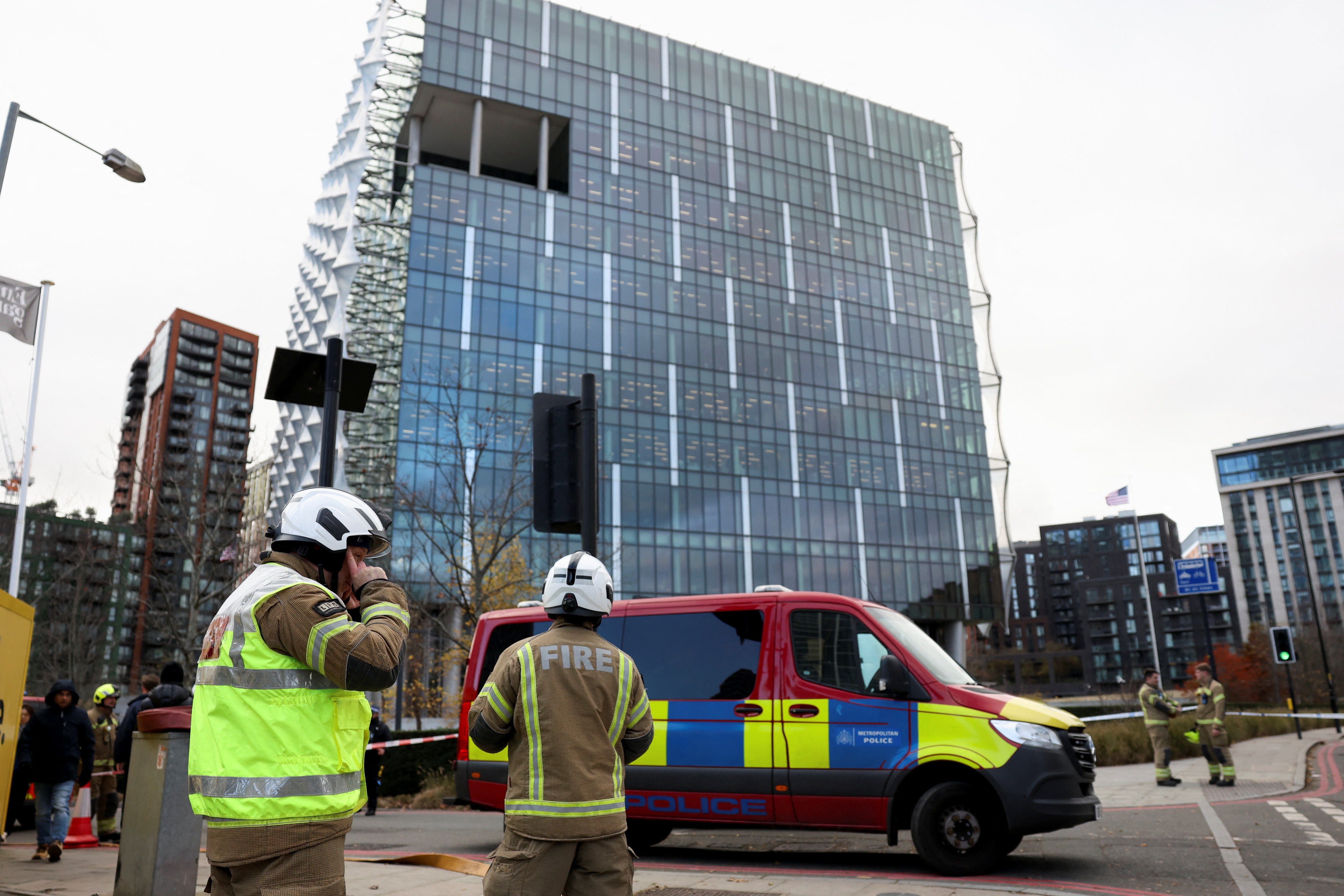 Emergency services were called to the US Embassy in London on Friday