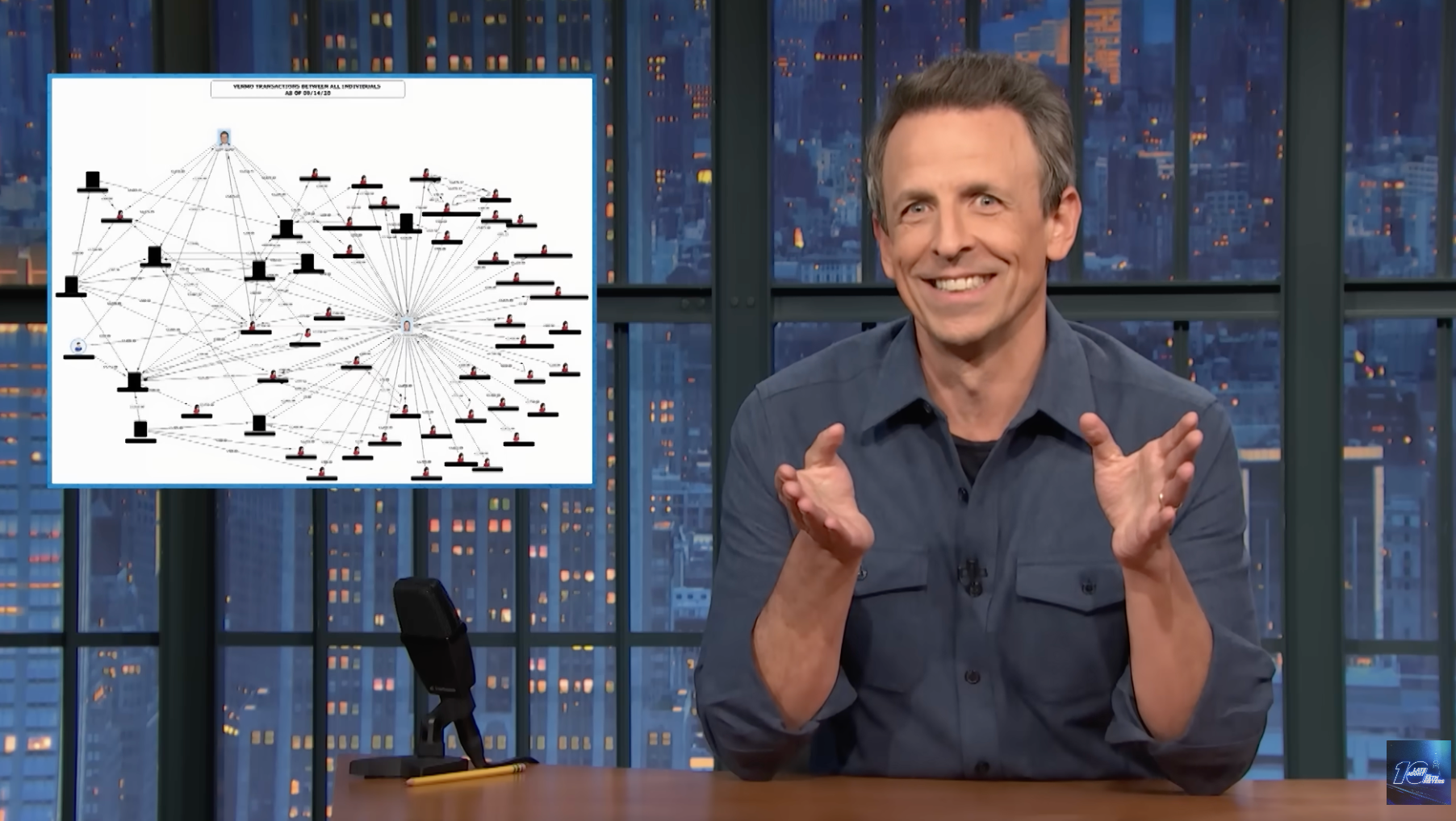 Seth Meyers likened the leaked Justice Department diagram to ‘the creepiest edition of Where’s Waldo’