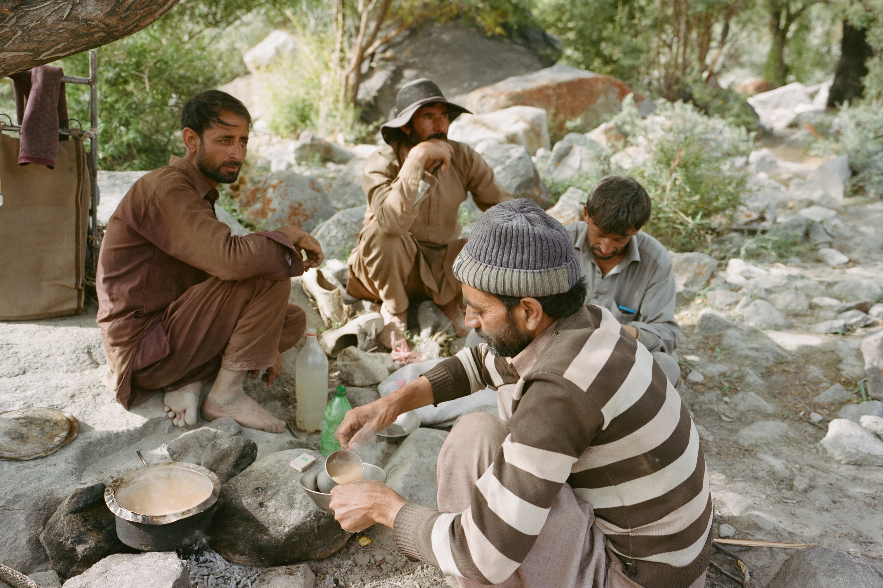 Tea time: The team on the trek