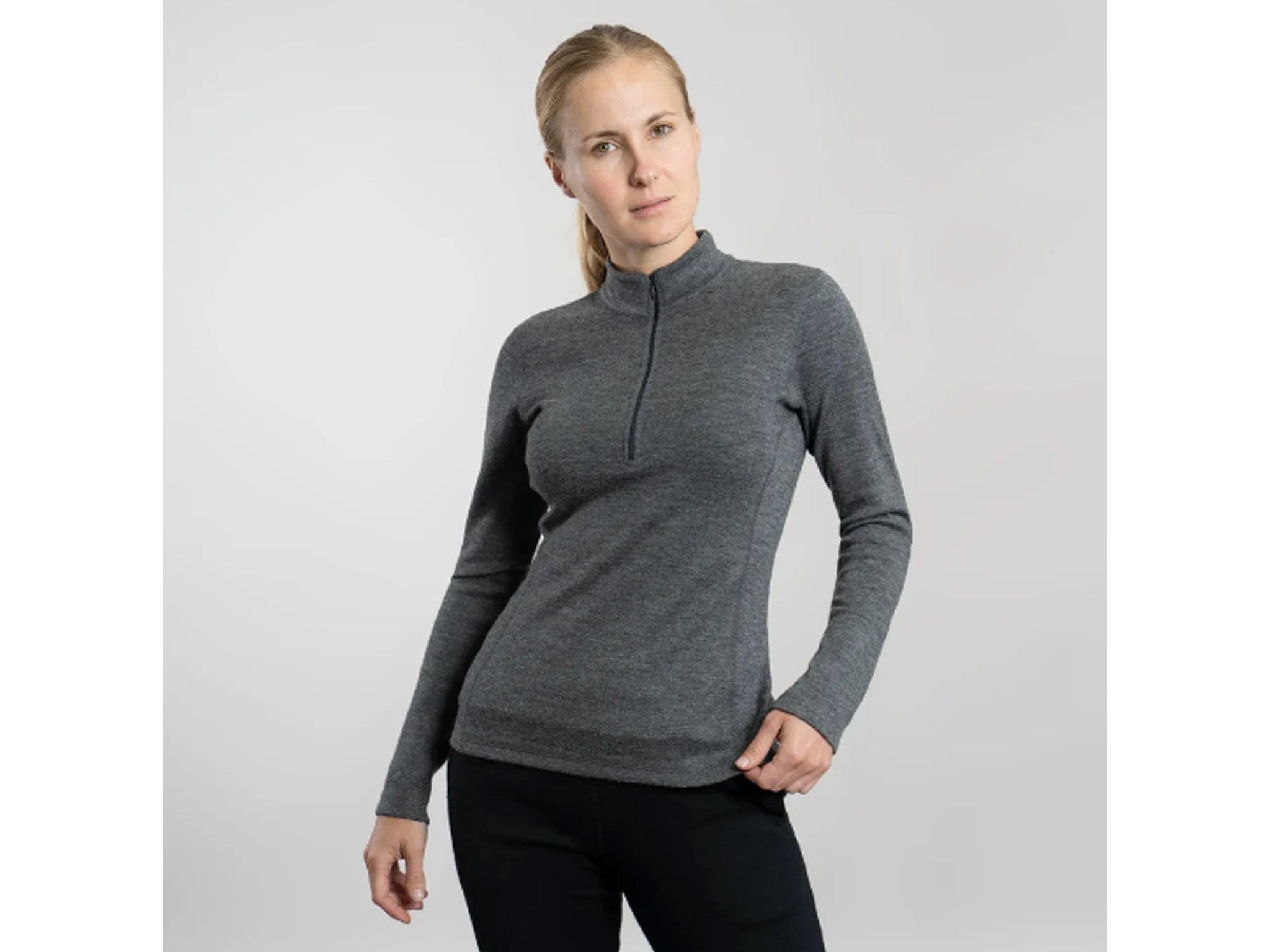 Arms of Andes alpaca wool half zip