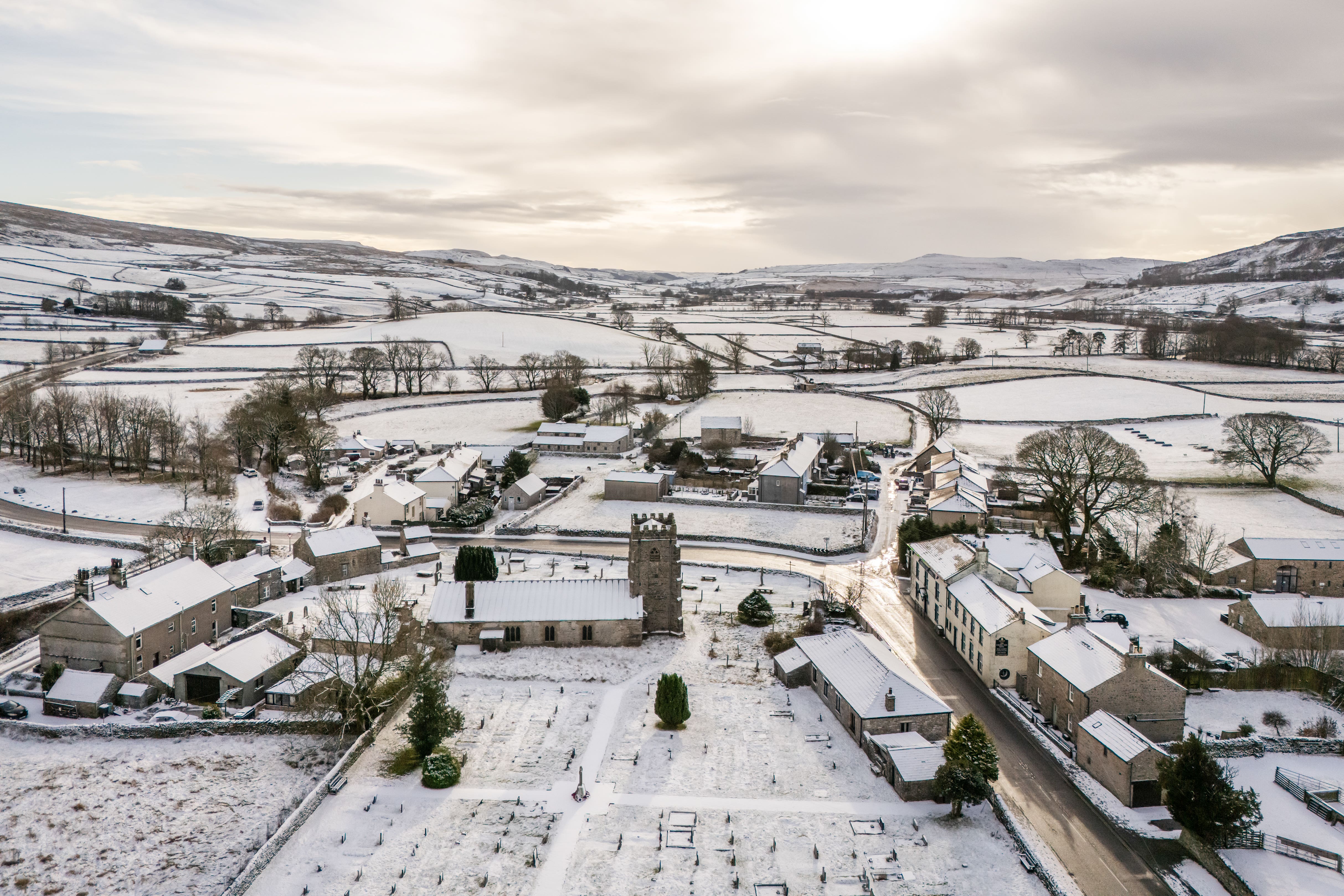 Fresh snow in Horton in Ribblesdale, North Yorkshire