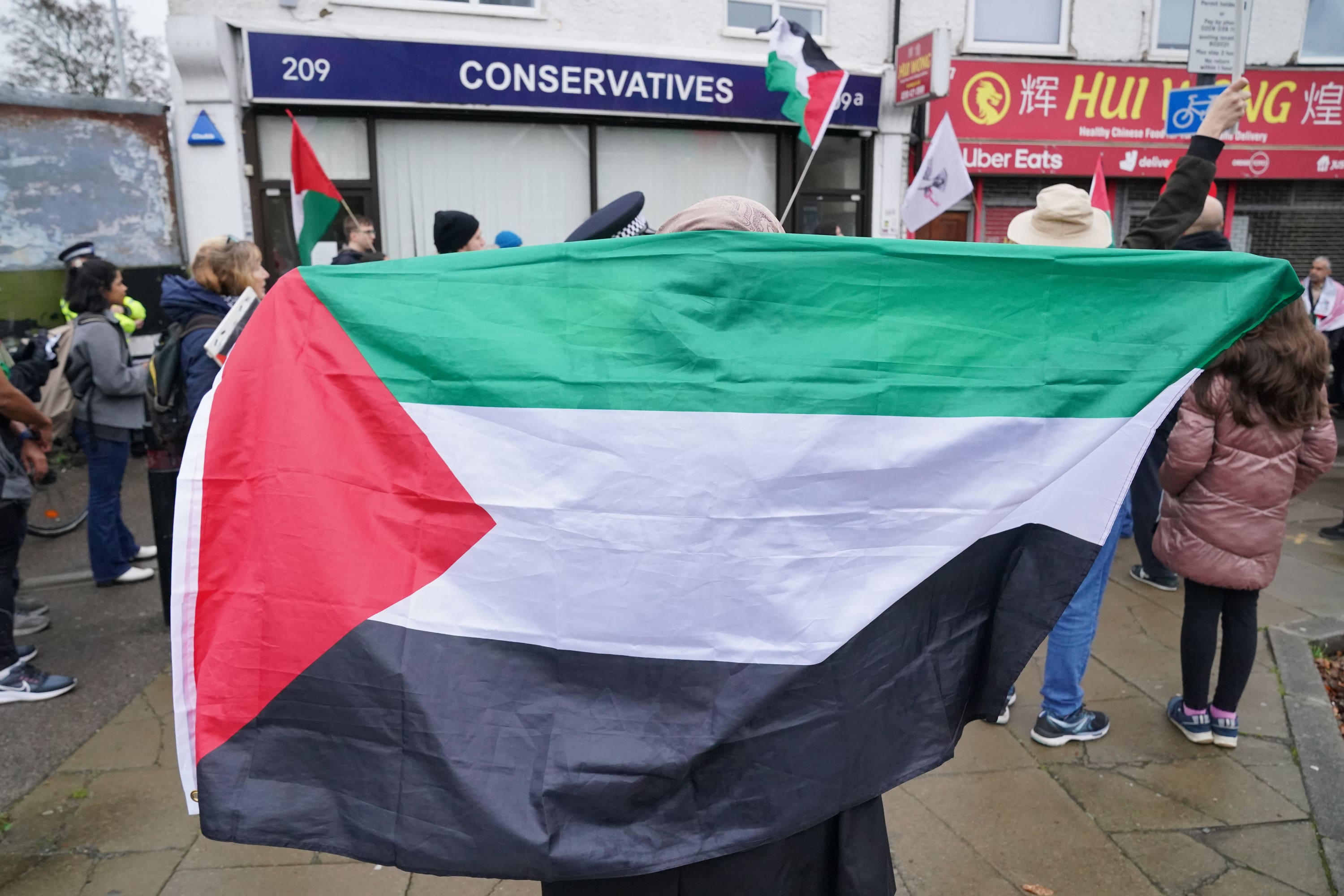 People take part in a Palestine Day of Action demonstration (Jonathan Brady/PA)