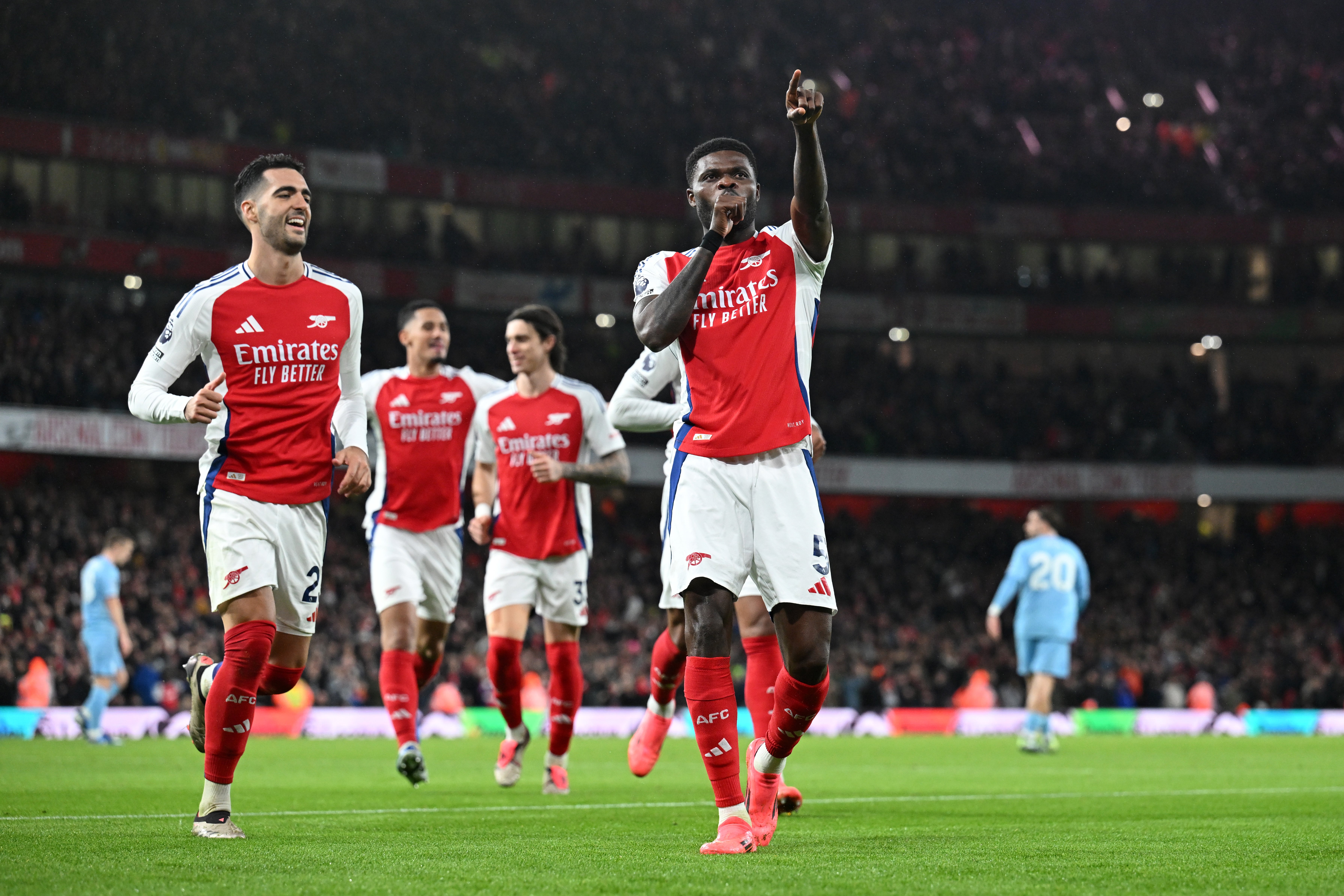 Thomas Partey made it 2-0 with a first-time finish from outside the box