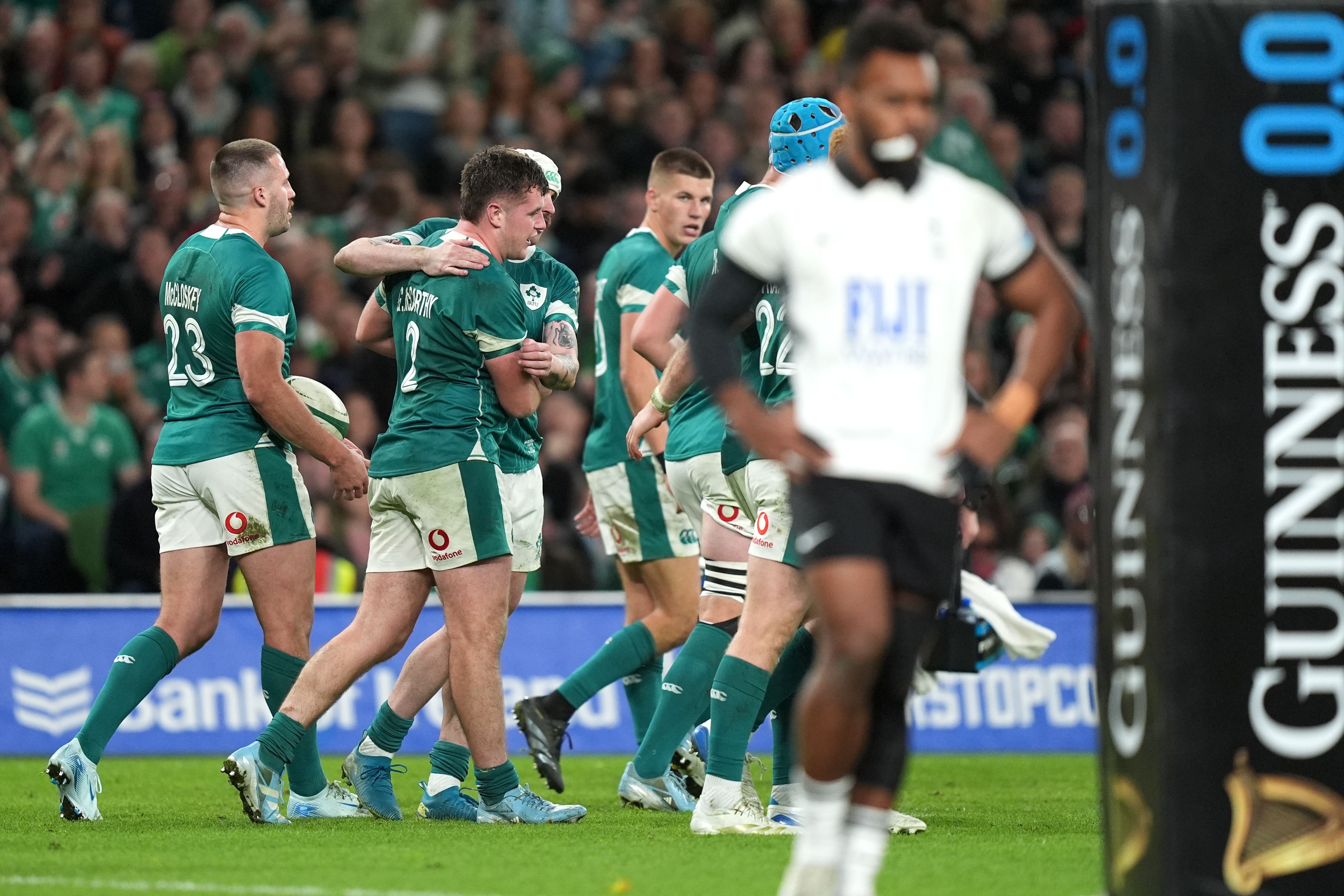 Ireland’s Gus Mccarthy scored a debut try against Fiji