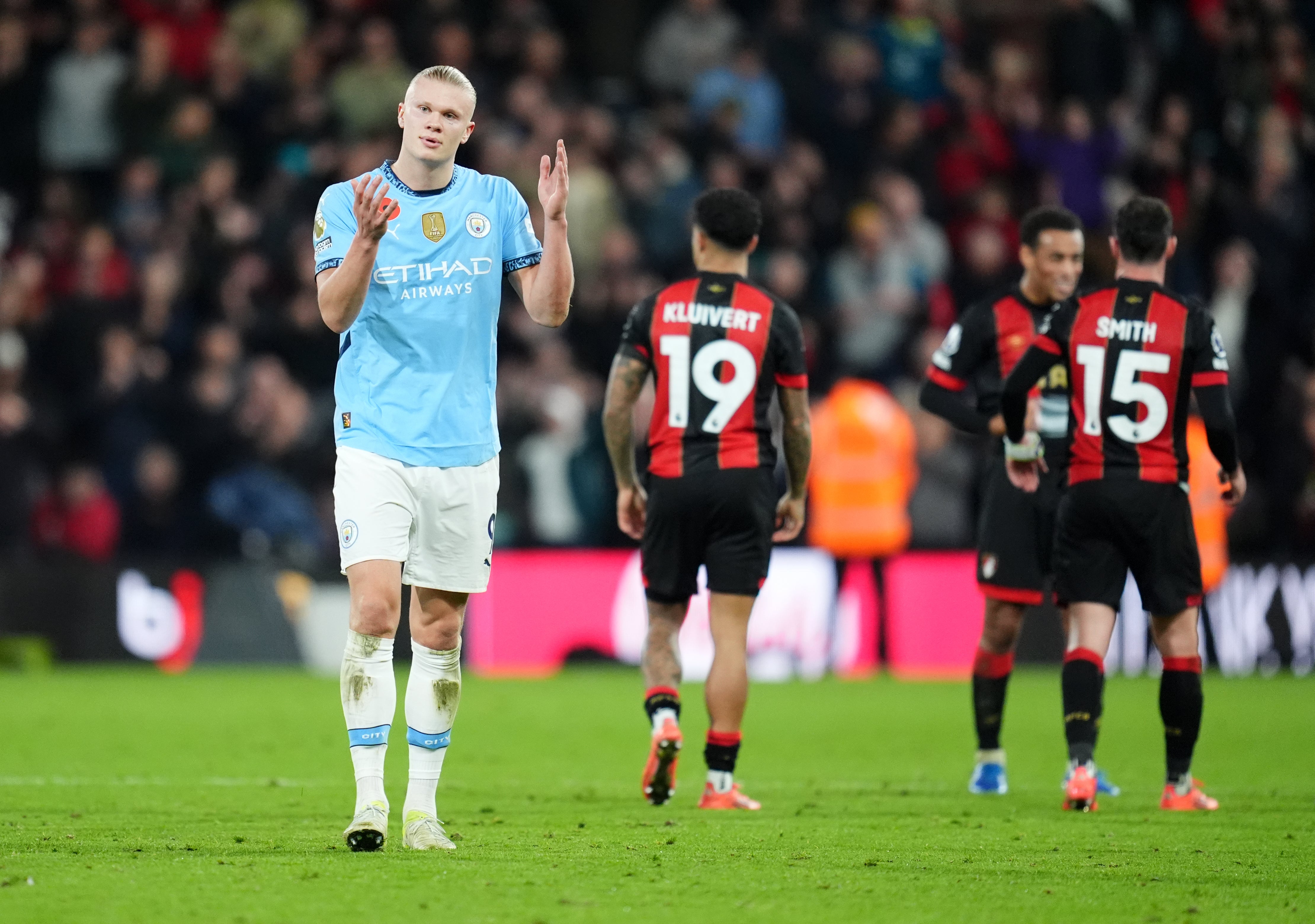 Manchester City’s surprise stumble continued at Bournemouth (Adam Davy/PA)