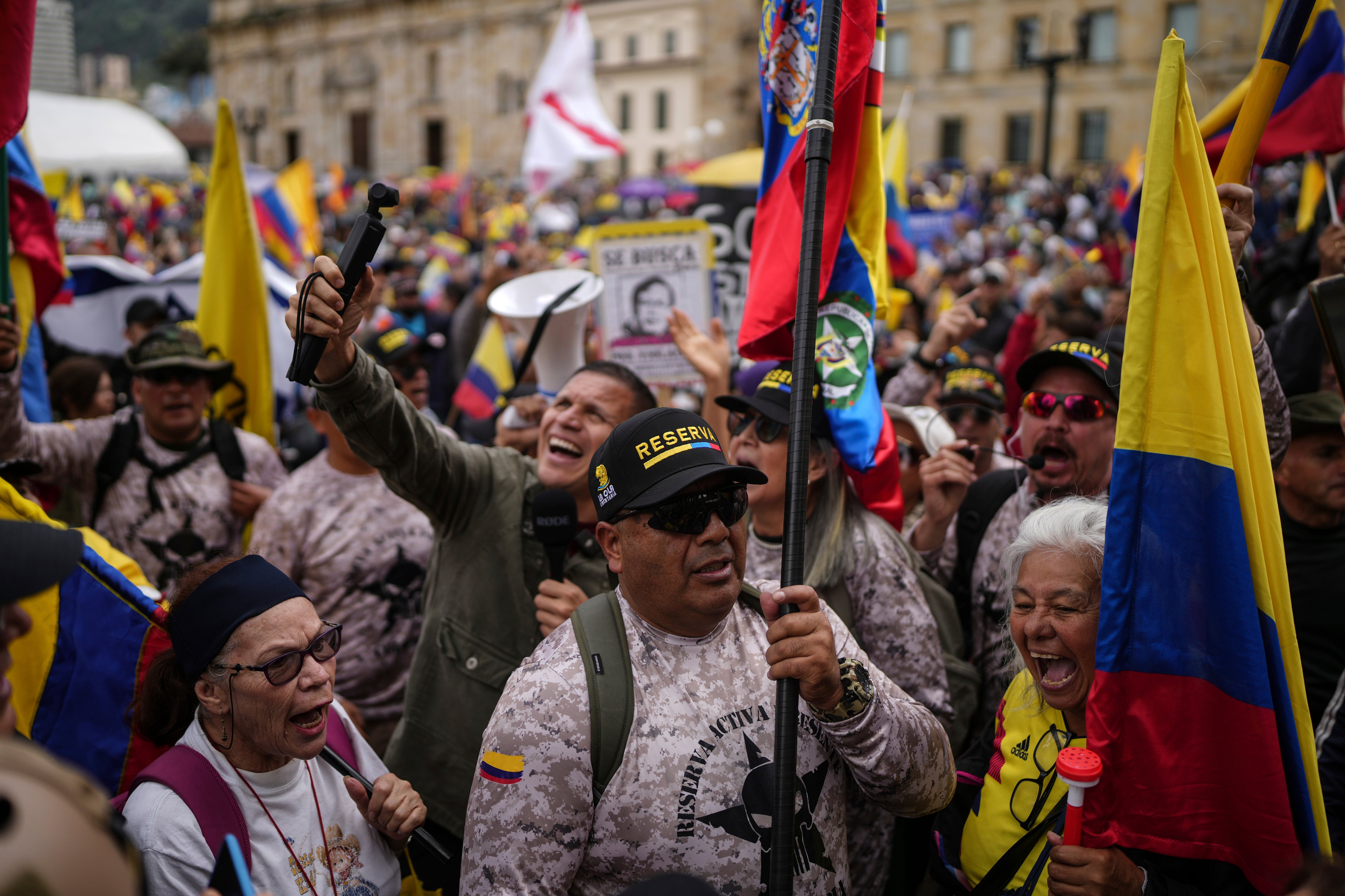 Protesters march against the government of President Gustavo Petro, in Bogotá, Colombia, on Saturday, November 23, 2024