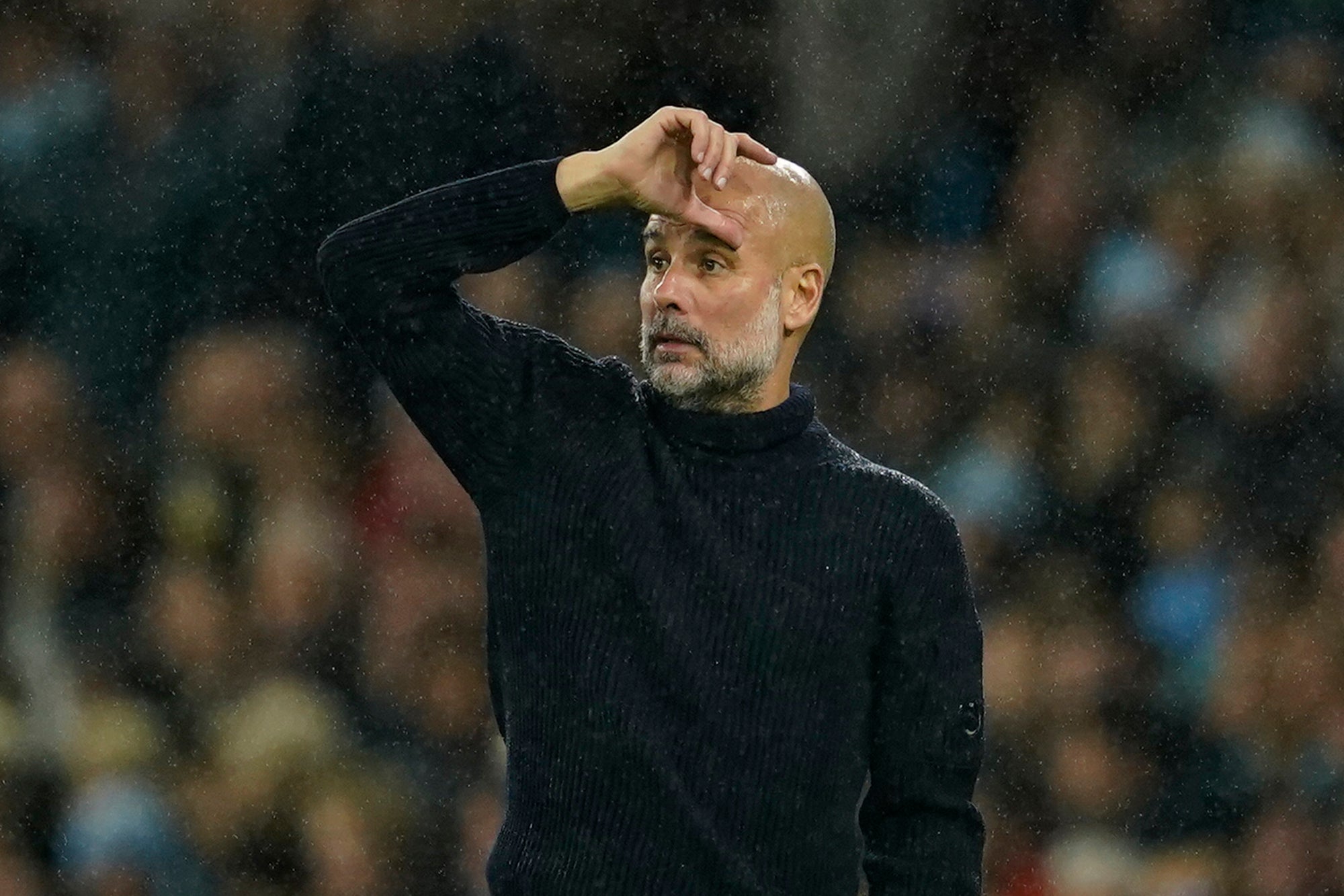 Pep Guardiola looks on as his team are throughly outplayed