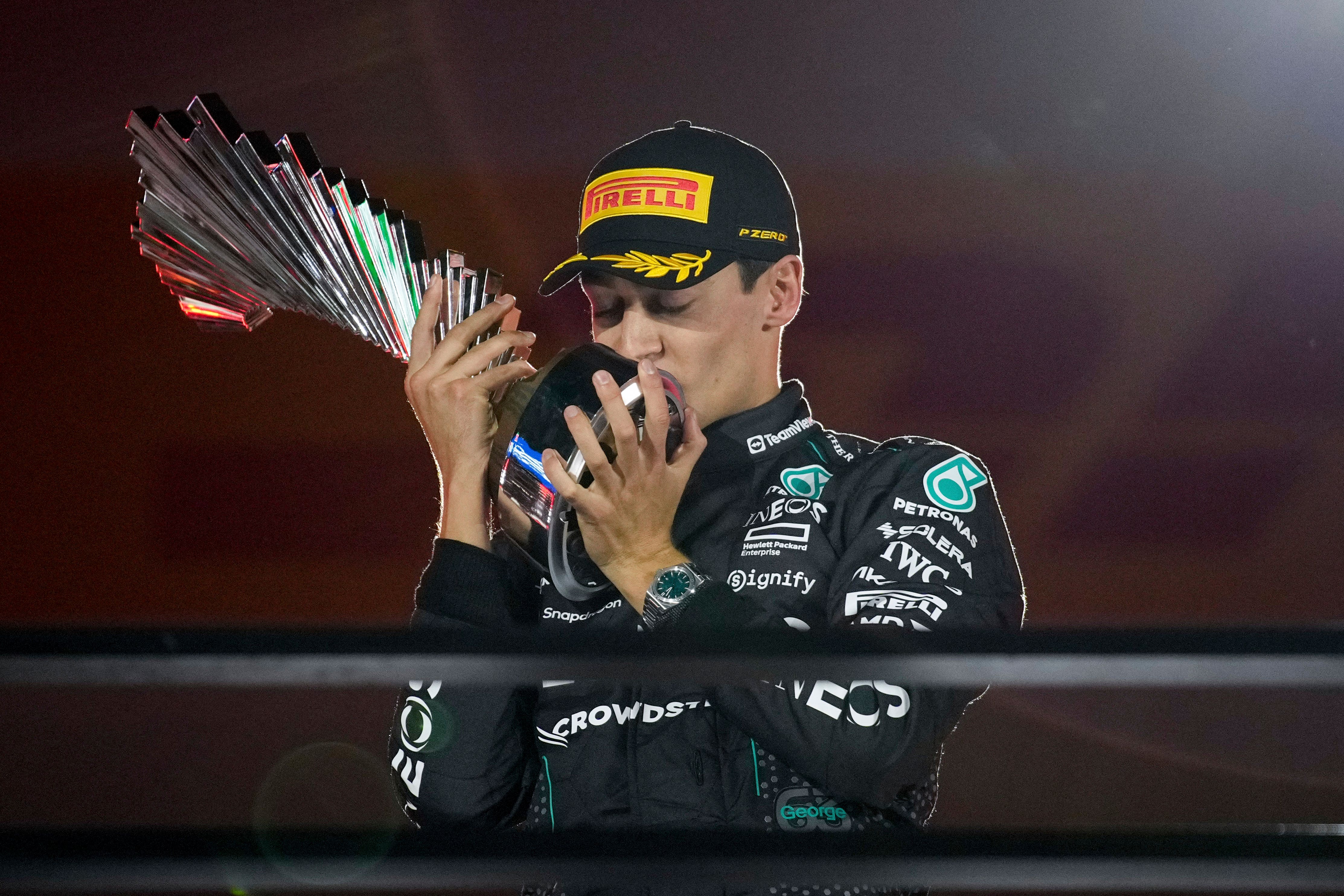 George Russell produced a fine display to win the Las Vegas Grand Prix (John Locher/AP)