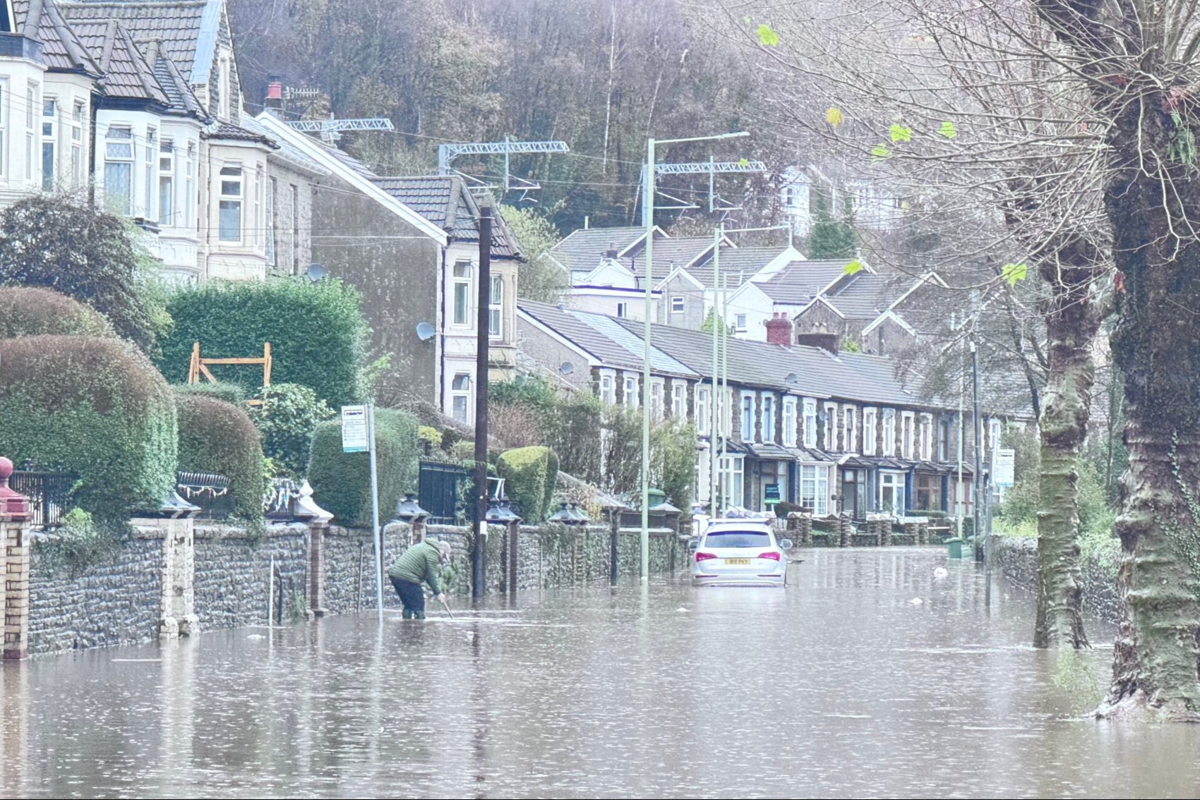 The River Taff flooding in Pontypridd, 24 November