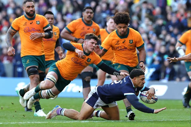 <p>Sione Tuipulotu scored Scotland’s first try against Australia </p>