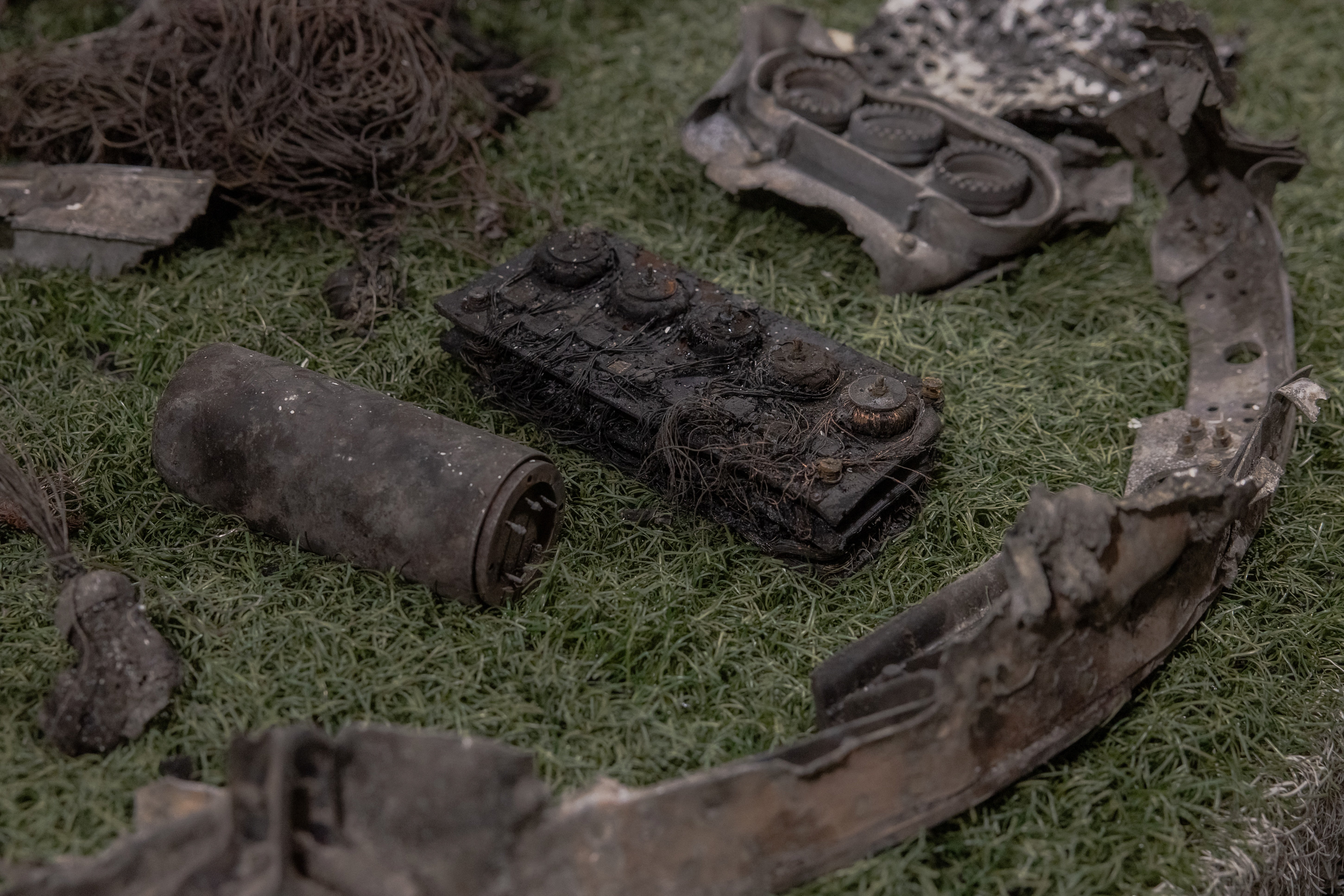 Fragments of a Russian hypersonic missile collected for investigation