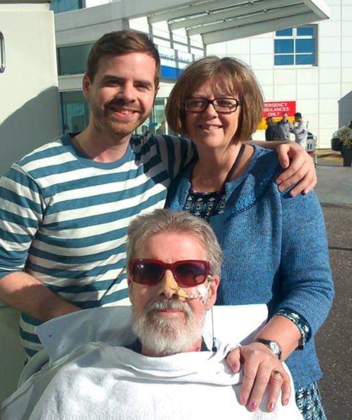 Kevan Donoghue, who died from cancer, with his wife Patricia and son.