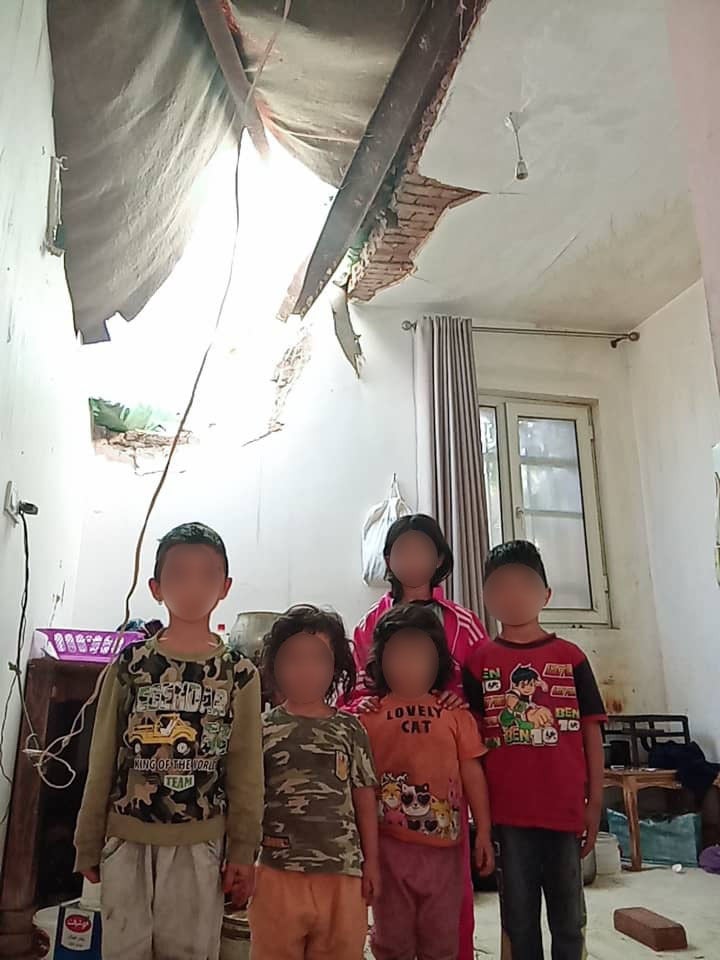 Abdul Rahim is living with his wife and children (pictured here) in a disused factory