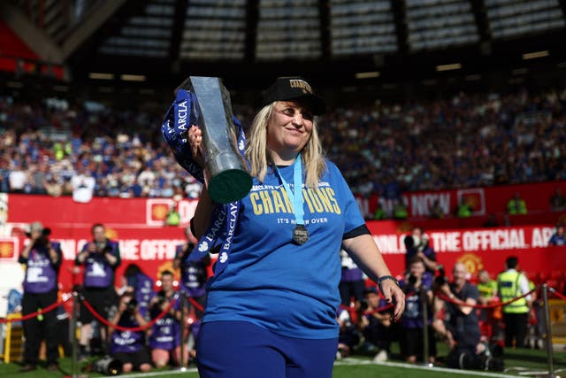 <p>Hayes lifted a fifth WSL title in a row in her final game in charge of Chelsea </p>