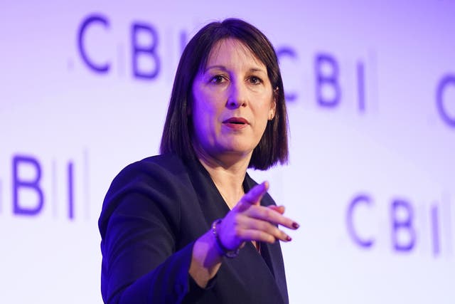 <p>Chancellor of the Exchequer Rachel Reeves at the CBI conference on Monday</p>