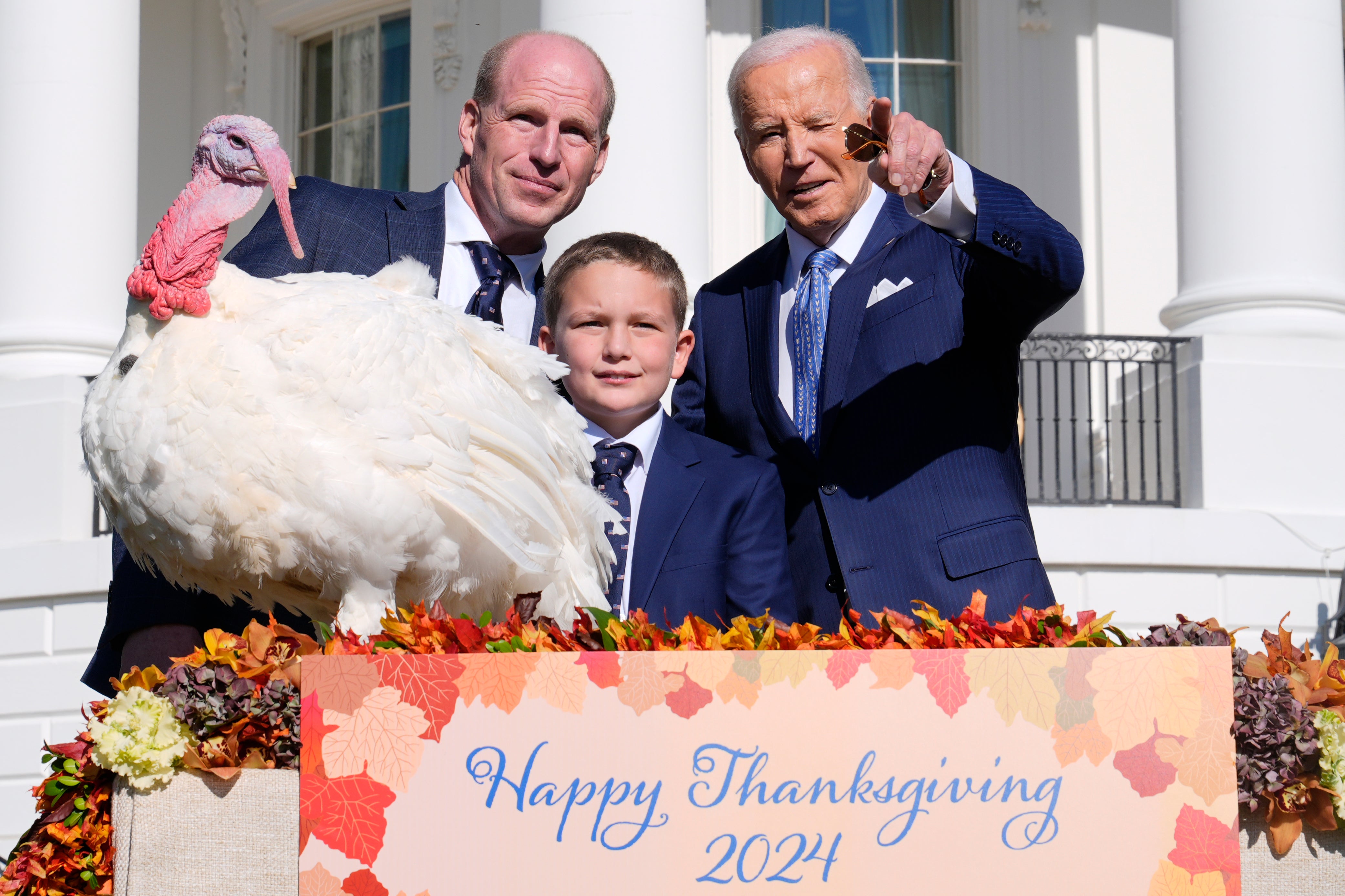 The president was joined by NTF president John Zimmerman and his 9-year-old son, Grant, who brought Peach out onto the stage