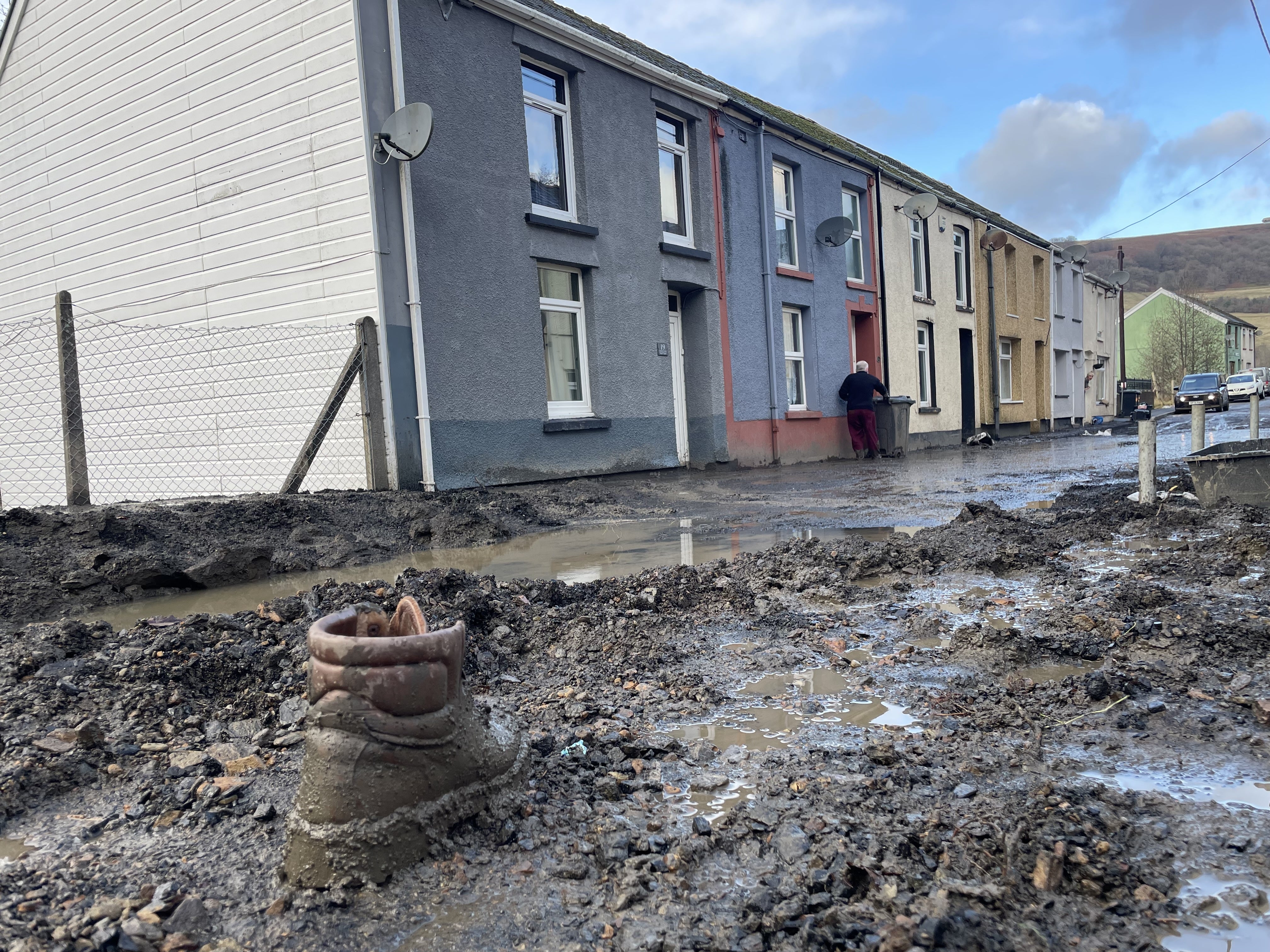 Cwmtillery, a former mining community, suffered an apparent landslip during the storm on Sunday