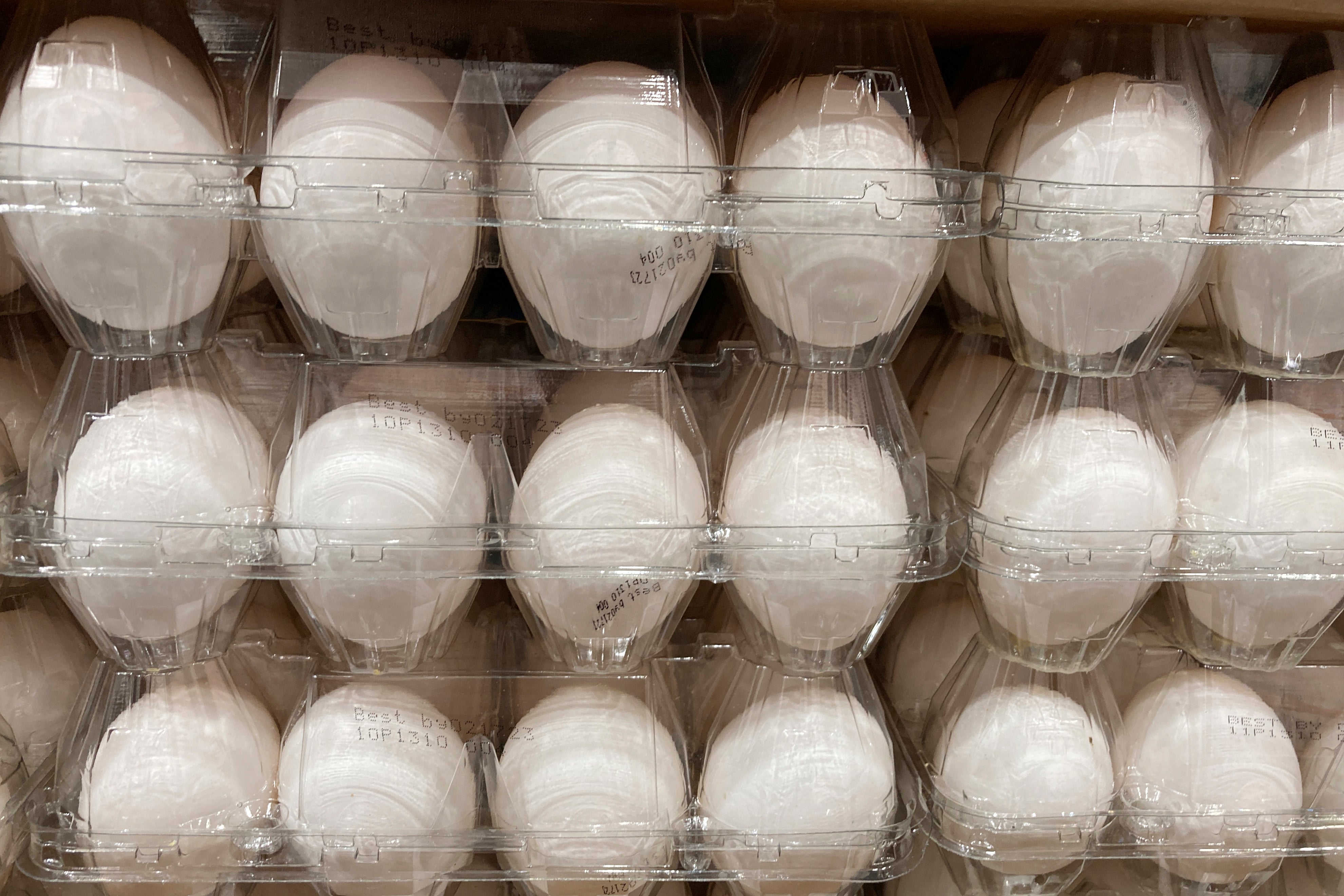 Cartons of eggs are shown for sale in Miami