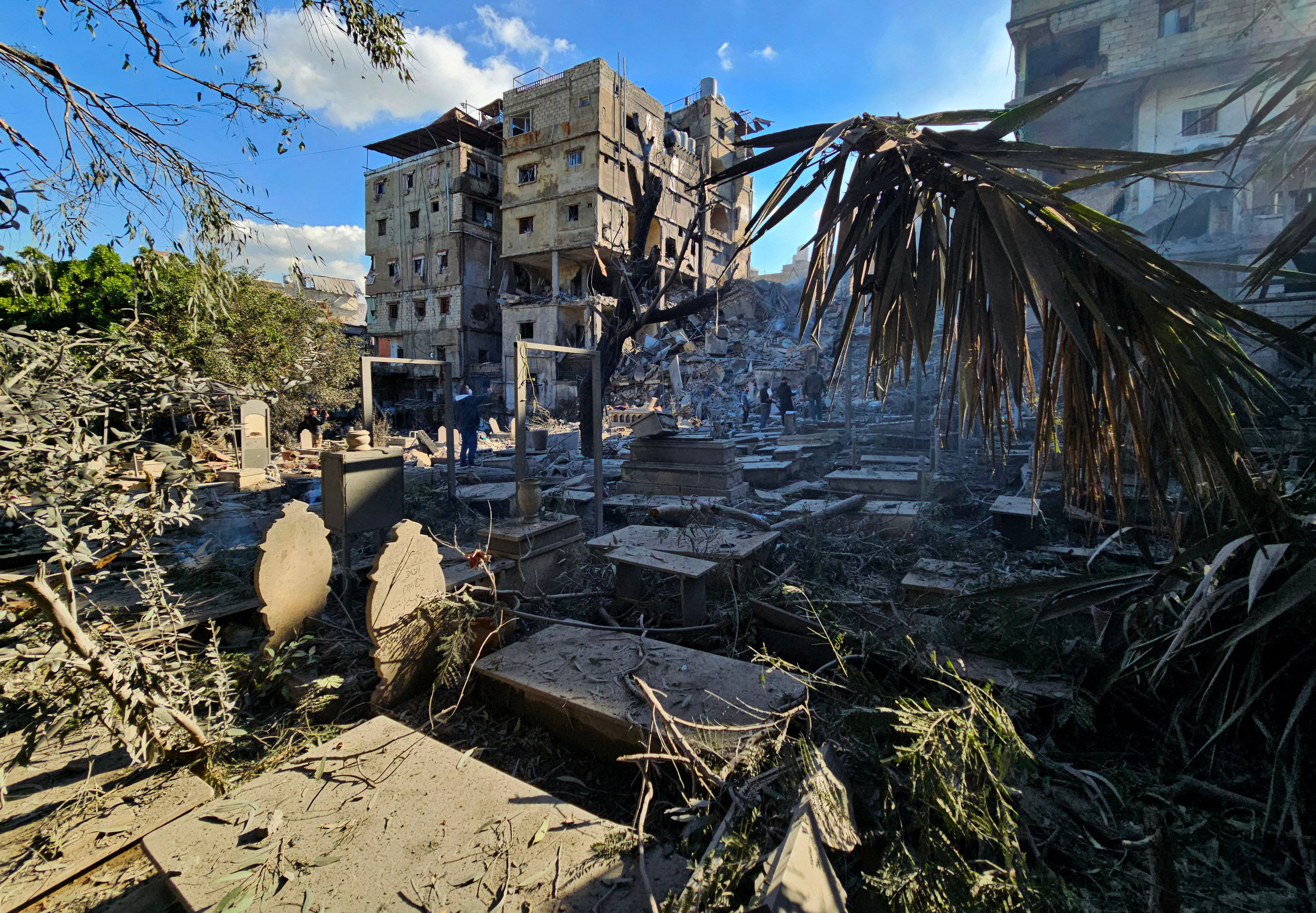 The cemetery was struck in Israeli strikes targeting Hezbollah sites