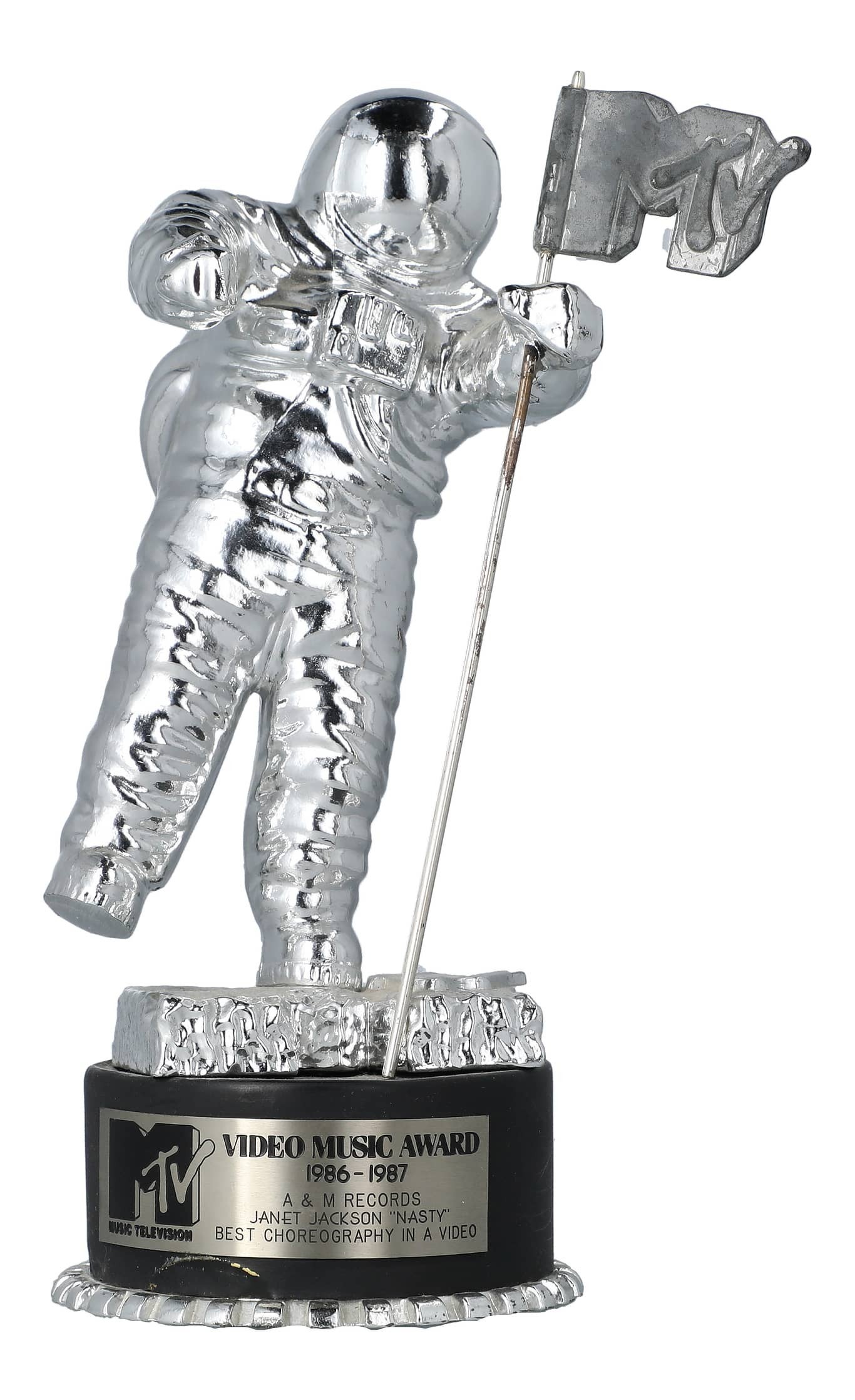 The MTV Moonman trophy awarded to A&M Records for Janet Jackson’s ‘Nasty’ music video