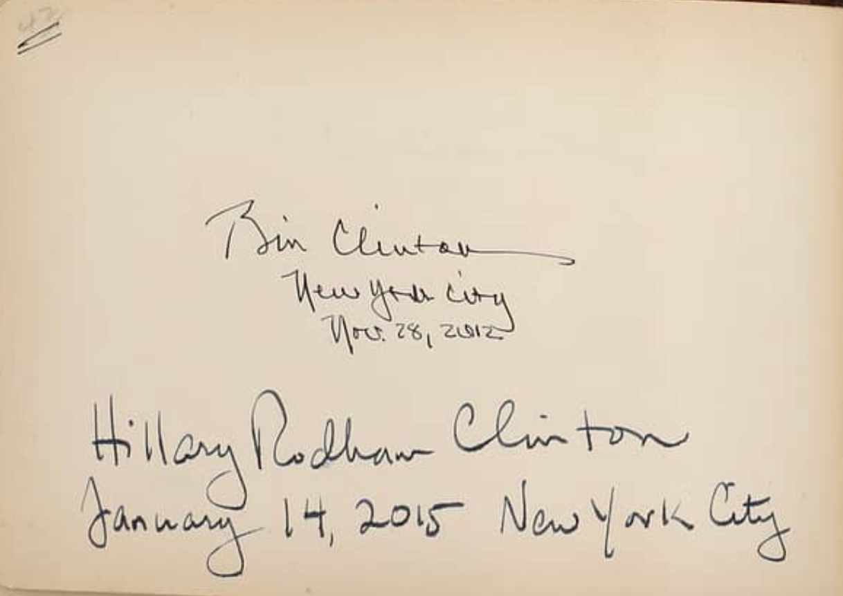 Signature from President Bill Clinton featured in Goldin’s American history autograph book