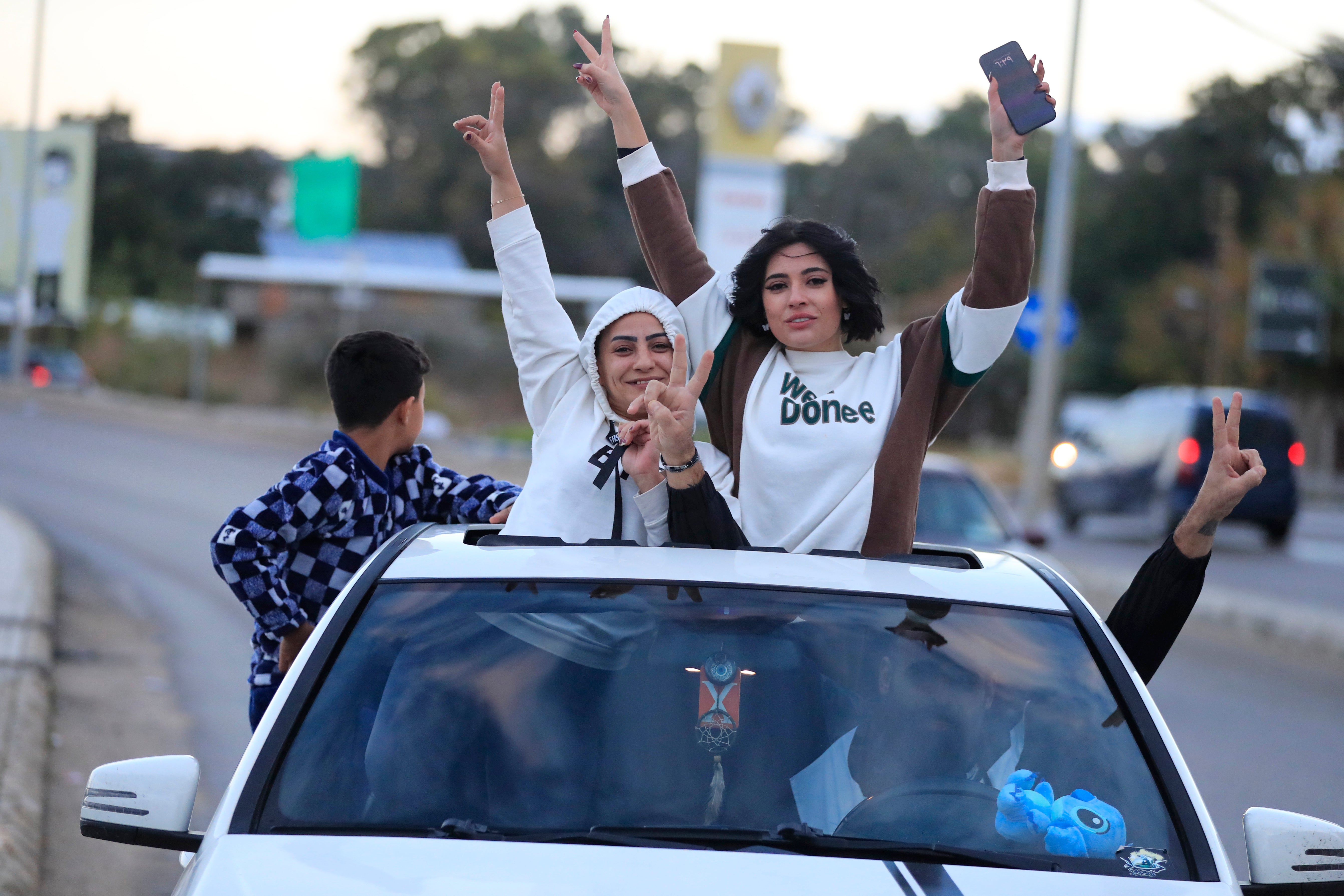 People celebrating in the Lebanese city of Sidon