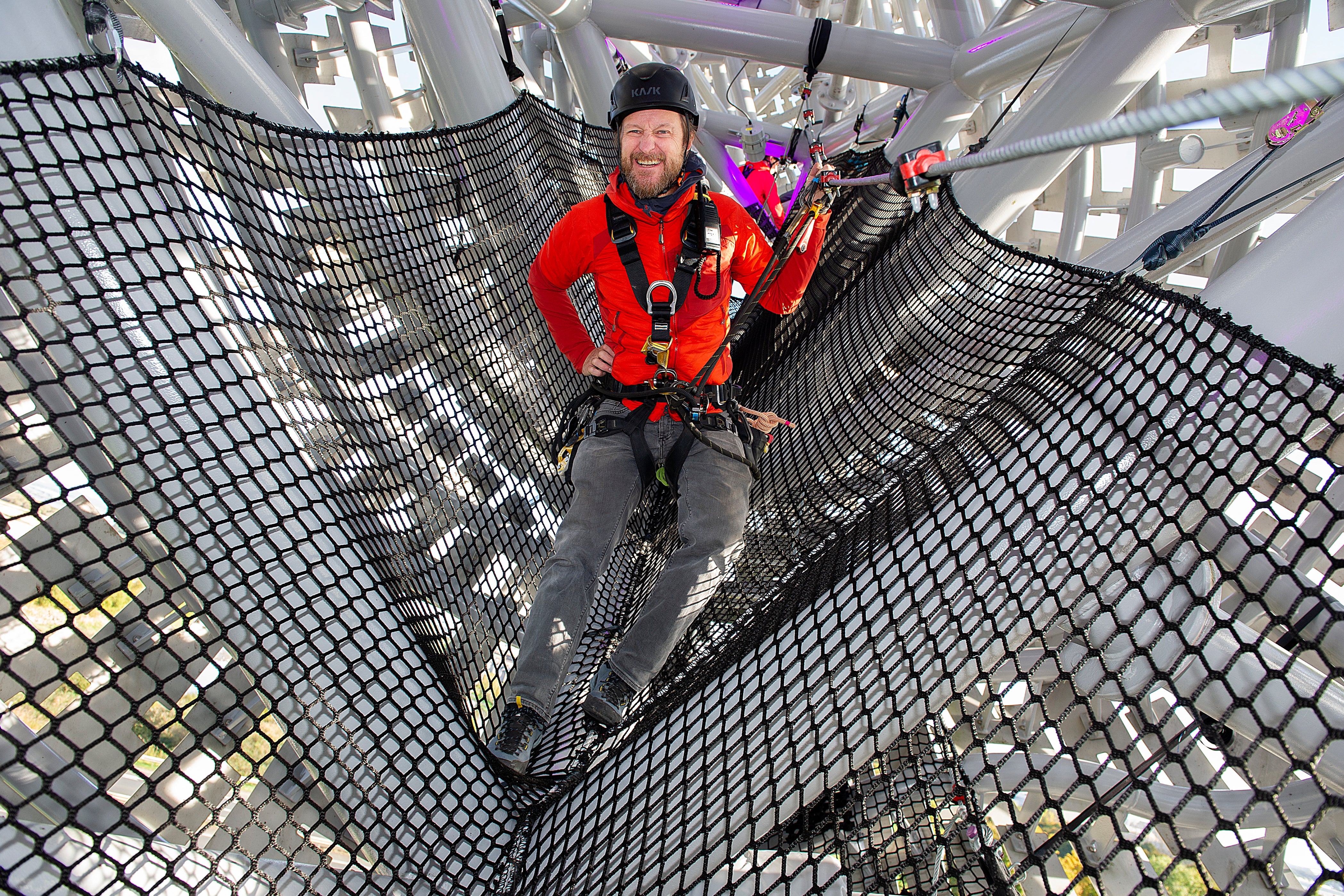 Nets, harnesses and helmets will keep climbers safe during the ascent