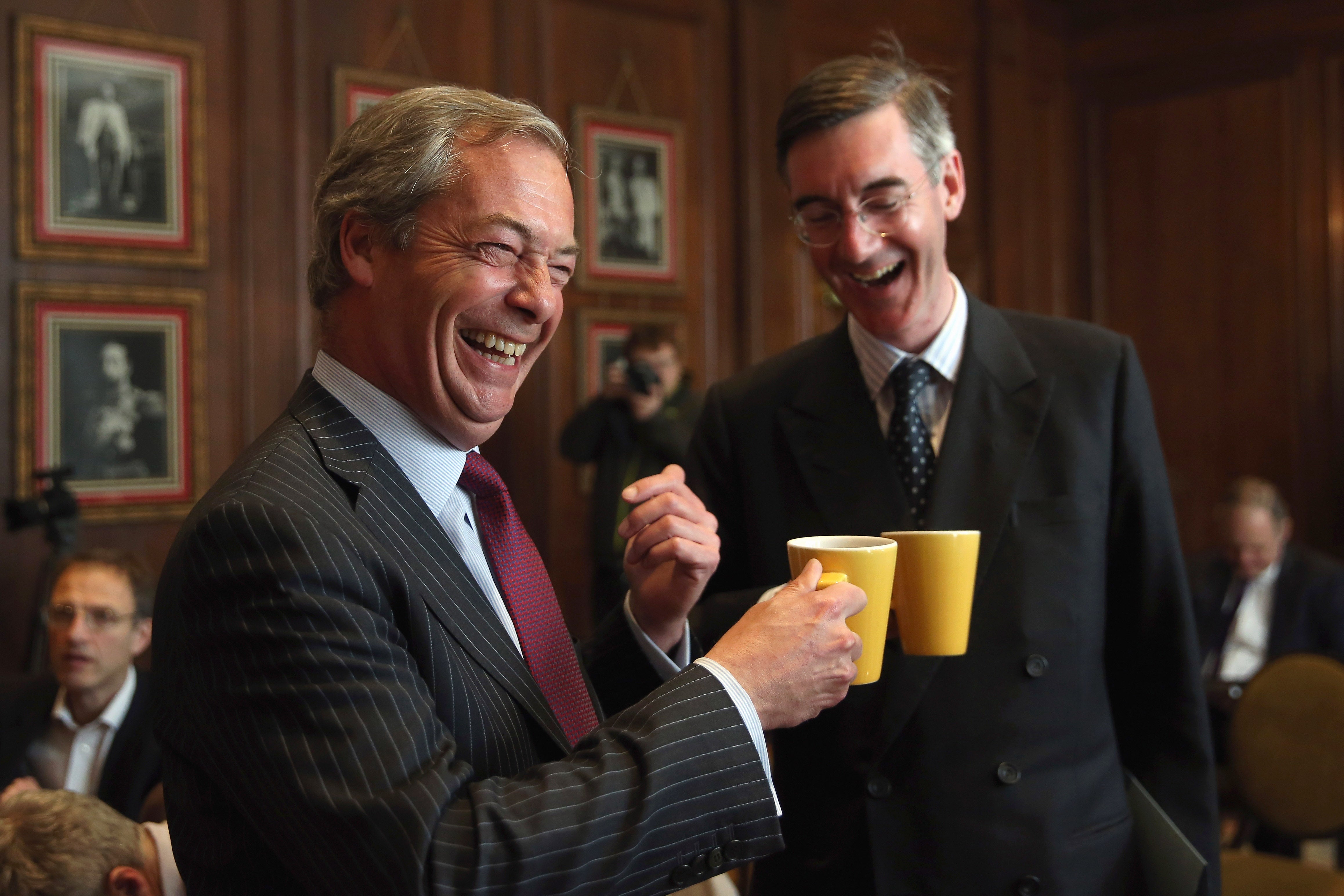 With Nigel Farage, then leader of Ukip, at a press conference in 2016