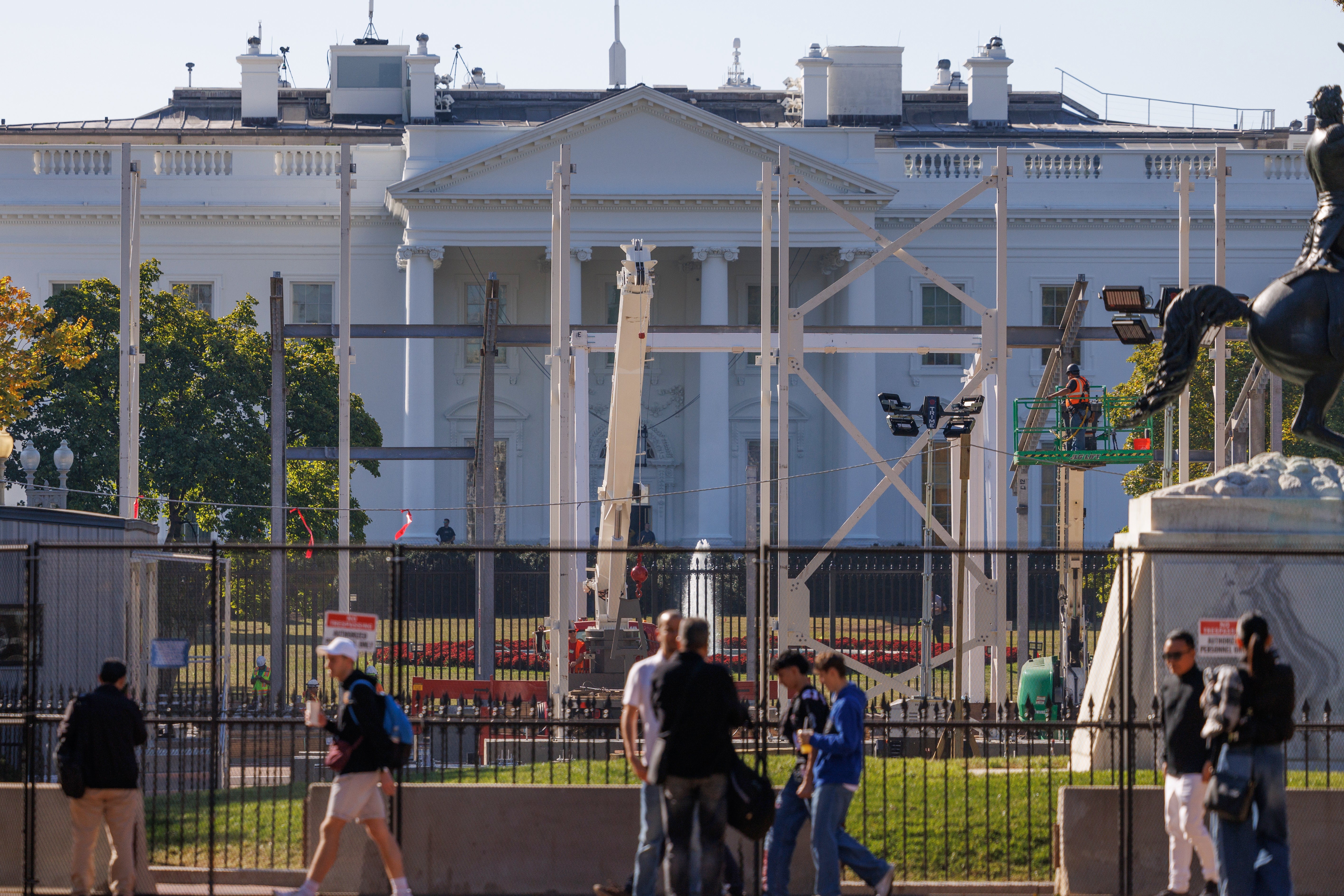 Bleachers under construction ahead of President-elect Donald Trump’s inauguration