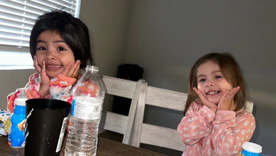 The two young girls, Neveah Flores, 4, (pictured left), and her sister, Alinah, 3, (pictured right) died after their parents’ car was struck by an alleged drunk-driver on Sunday