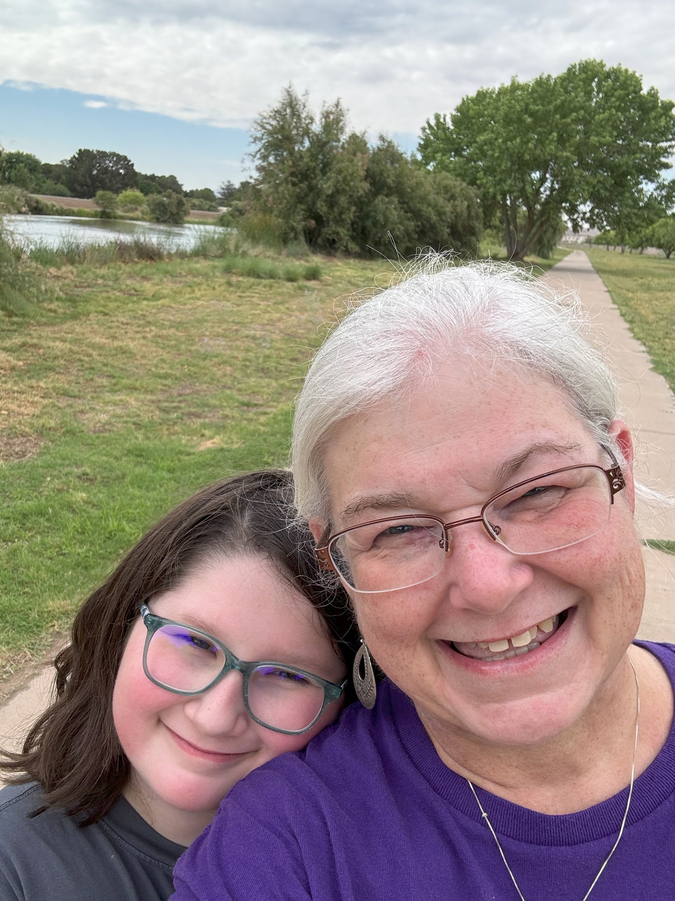 Tracy Norton and her 10-year-old daughter Lizzie on a hike along the Rio Grande in El Paso in 2024