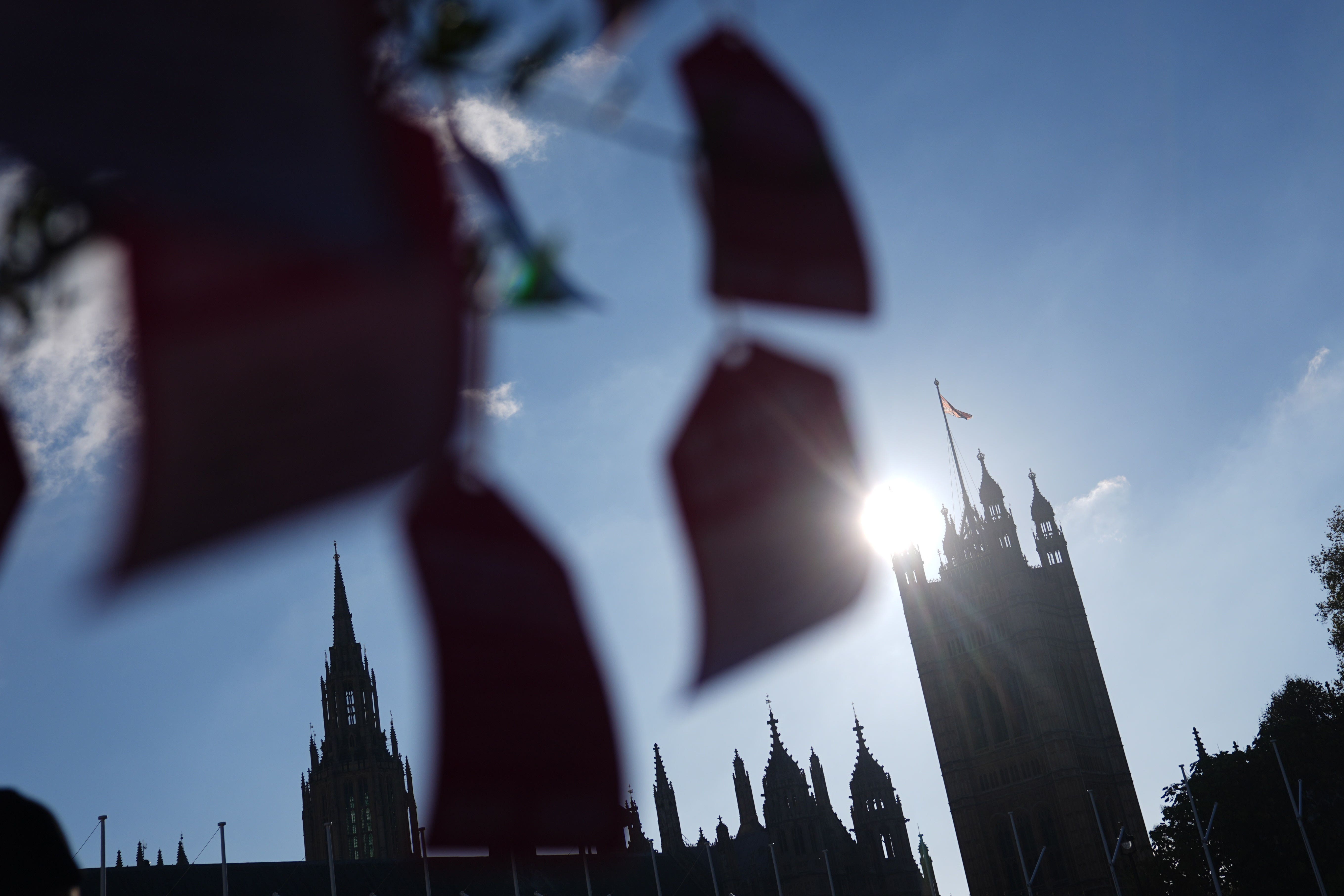 A ‘dying wish’ tied to a tree near the Houses of Parliament by a group of terminally ill people and bereaved relatives in support of the Terminally Ill Adults (End of Life) Bill, in Parliament Square, central London (James Manning/PA)