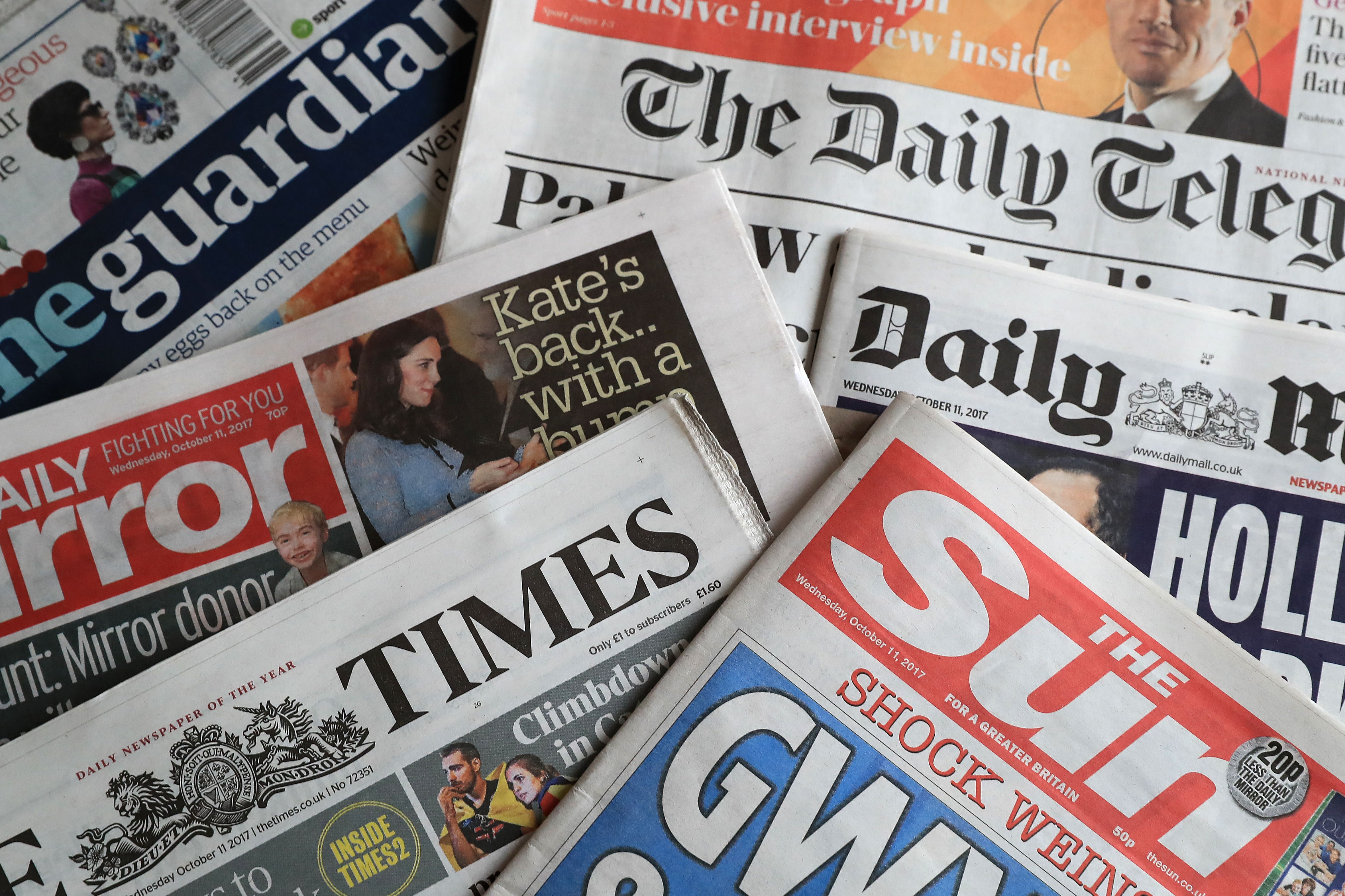 A collection of British newspapers (Peter Byrne/PA)