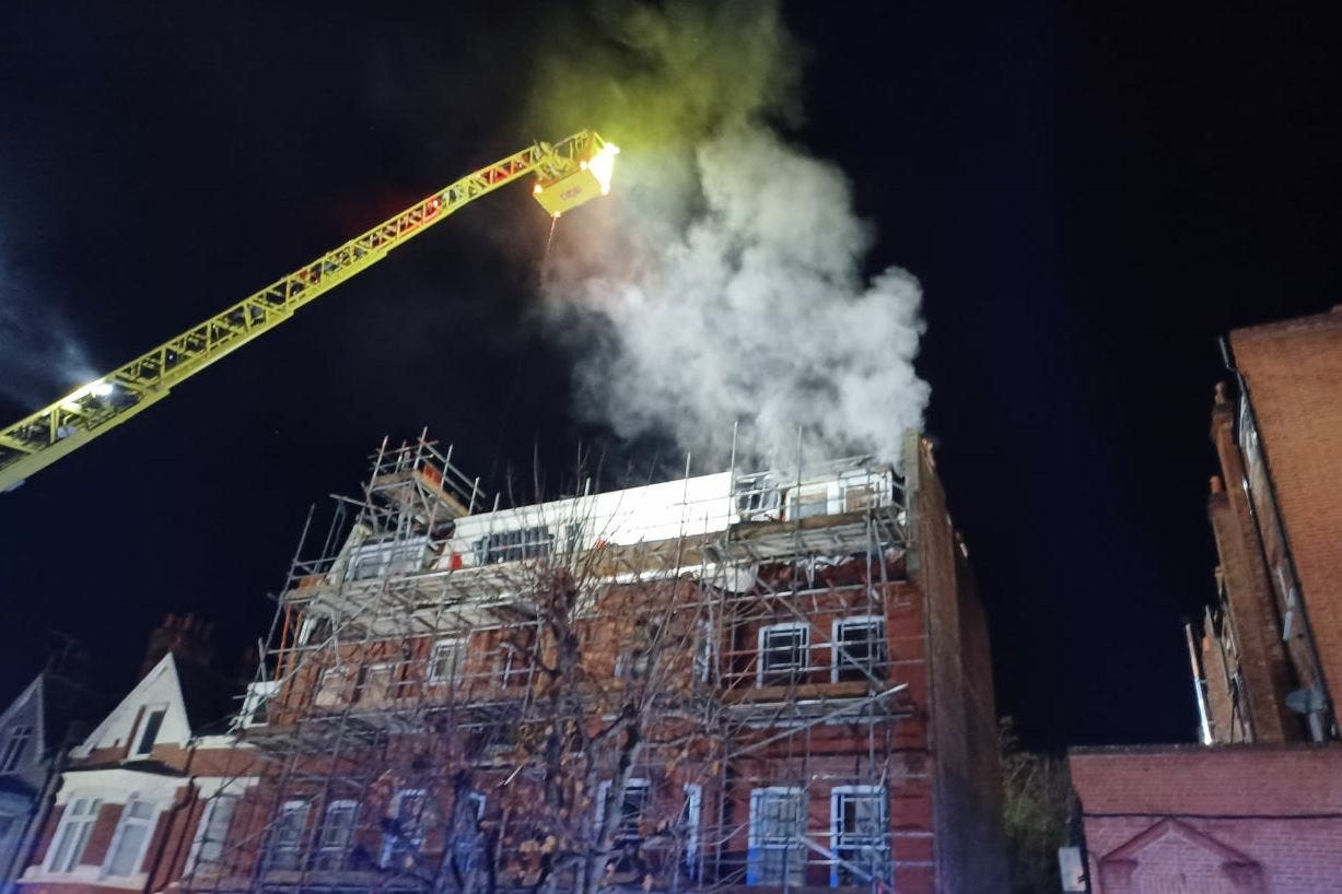 Firefighters at the scene of the fire on Lyncroft Gardens in West Hampstead (London Fire Brigade/PA)