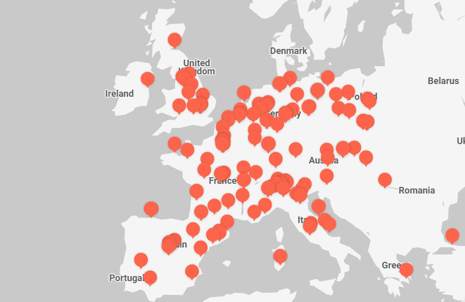 Locations of planned strikes and protests around Europe on Black Friday, 29 November 2024