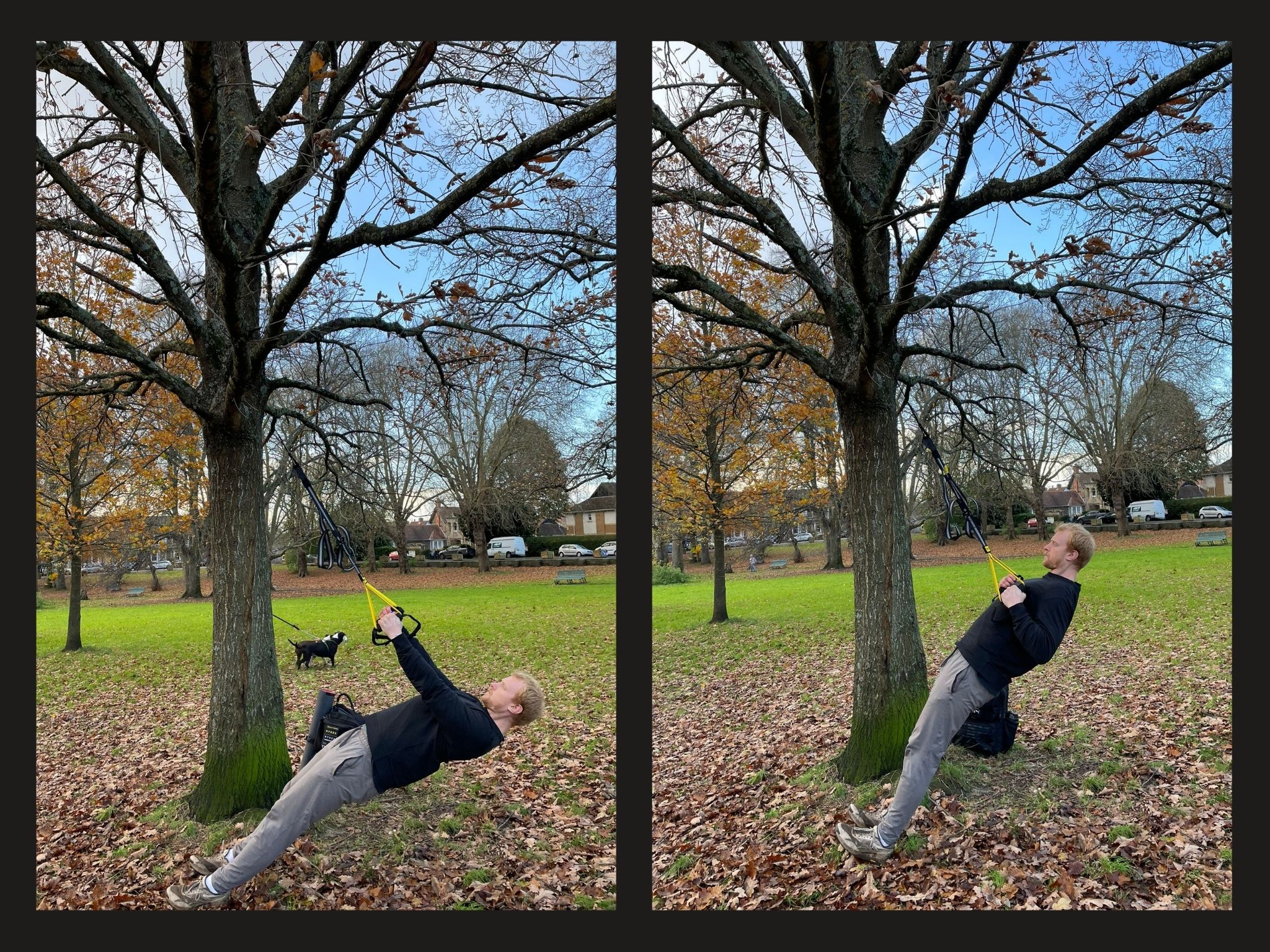 The Independent’s fitness writer Harry Bullmore performing a TRX low row