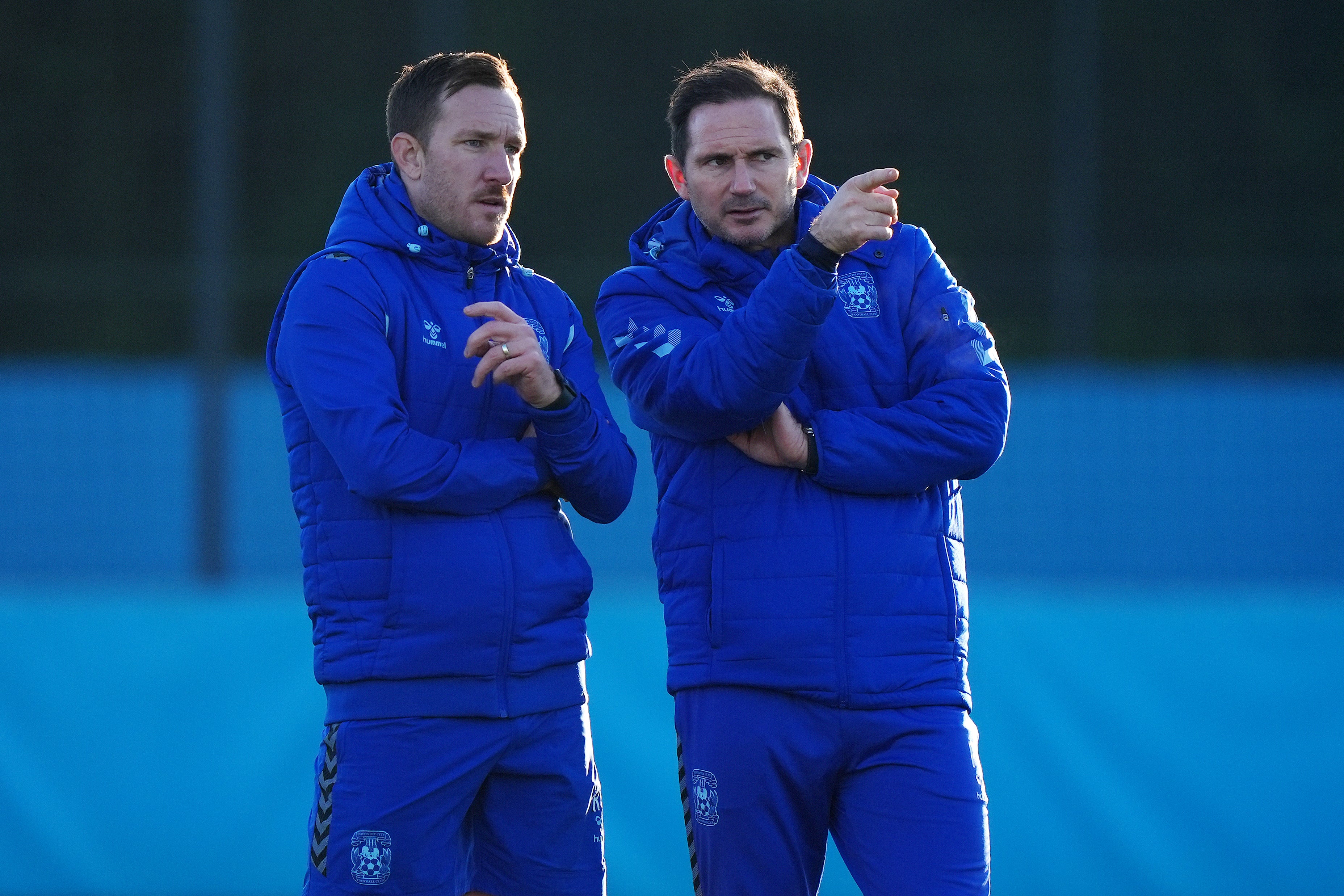 New Coventry City manager Frank Lampard (right) and first team coach Rhys Carr