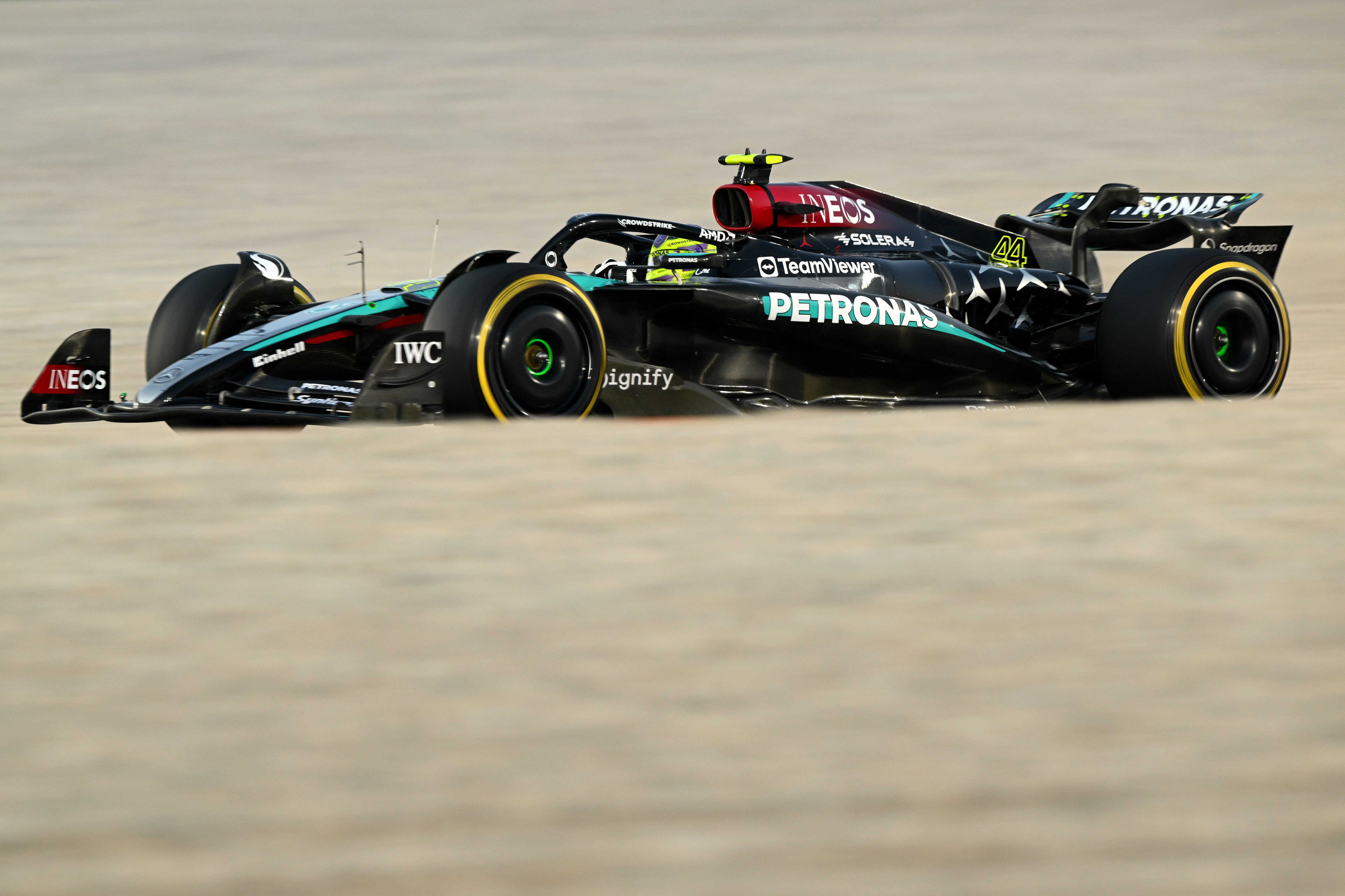 Hamilton in practice at the Lusail International Circuit