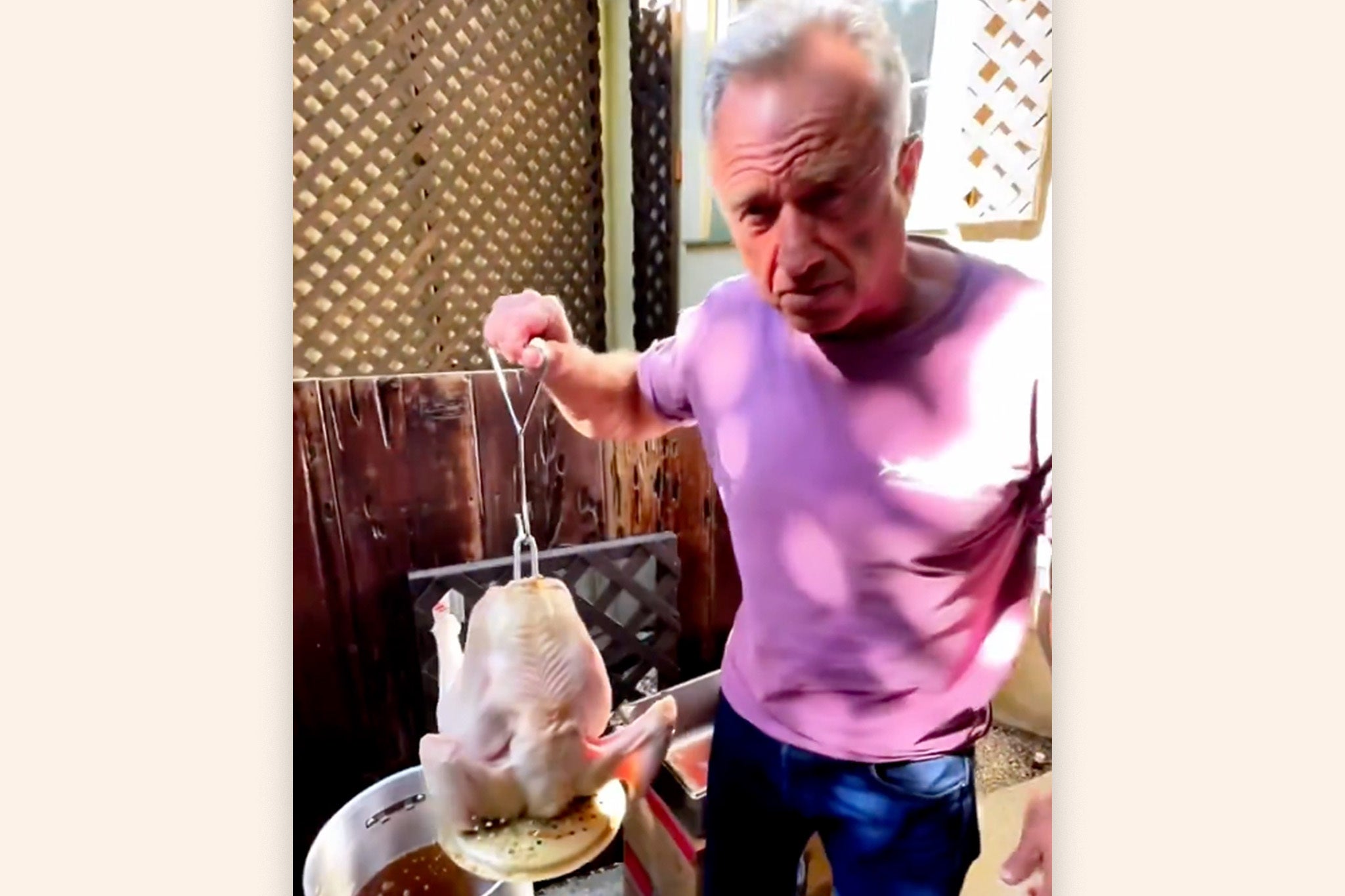 RFK Jr before frying the turkey in the vat