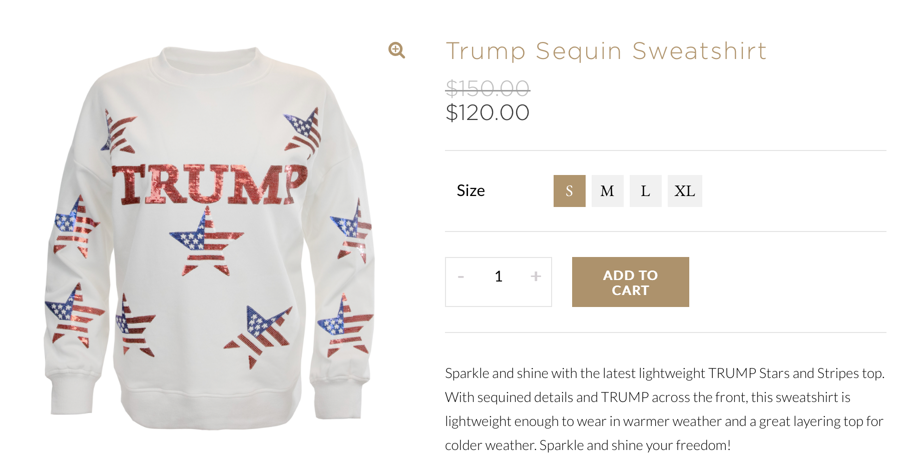 The Trump Sequin Sweatshirt is one of the new products on offer in Trump’s holiday gift guide