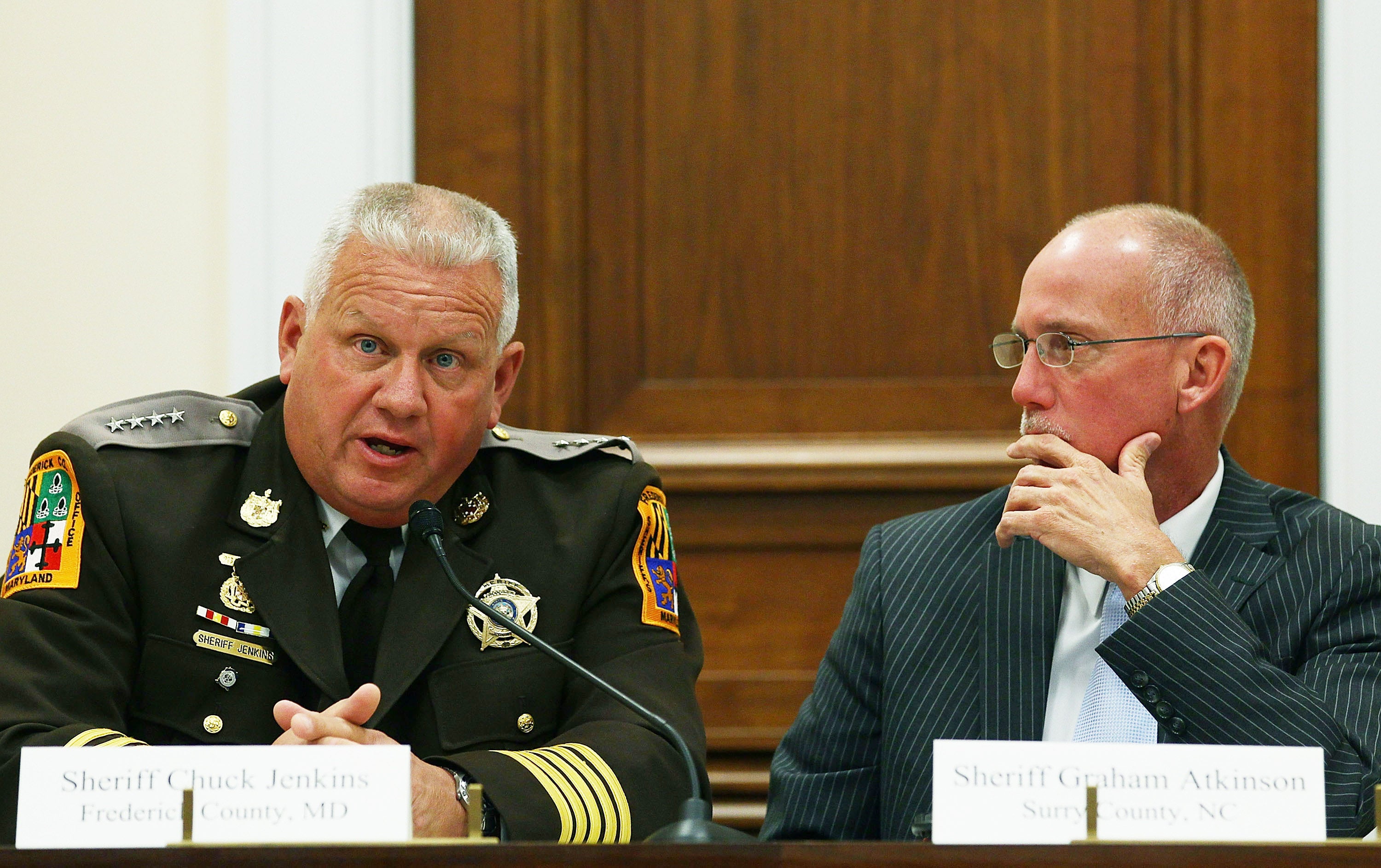 Sheriffs like Frederick County, Maryland’s Chuck Jenkins, left, will be key allies in the Trump administration’s deportation plans