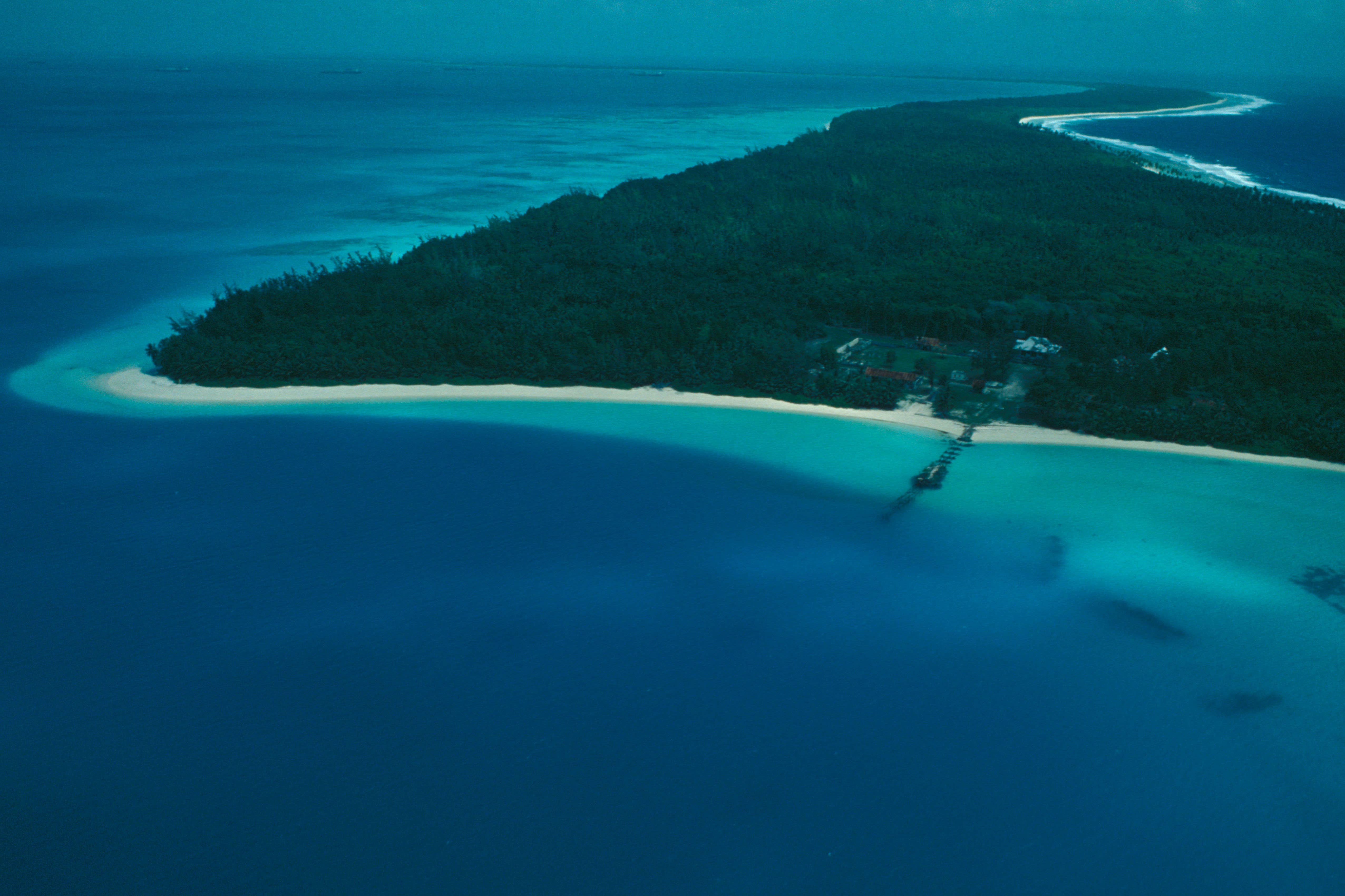 Aerial picture showing roads, buildings and forest on Diego Garcia Islands in the Indian Ocean (Alamy/PA)