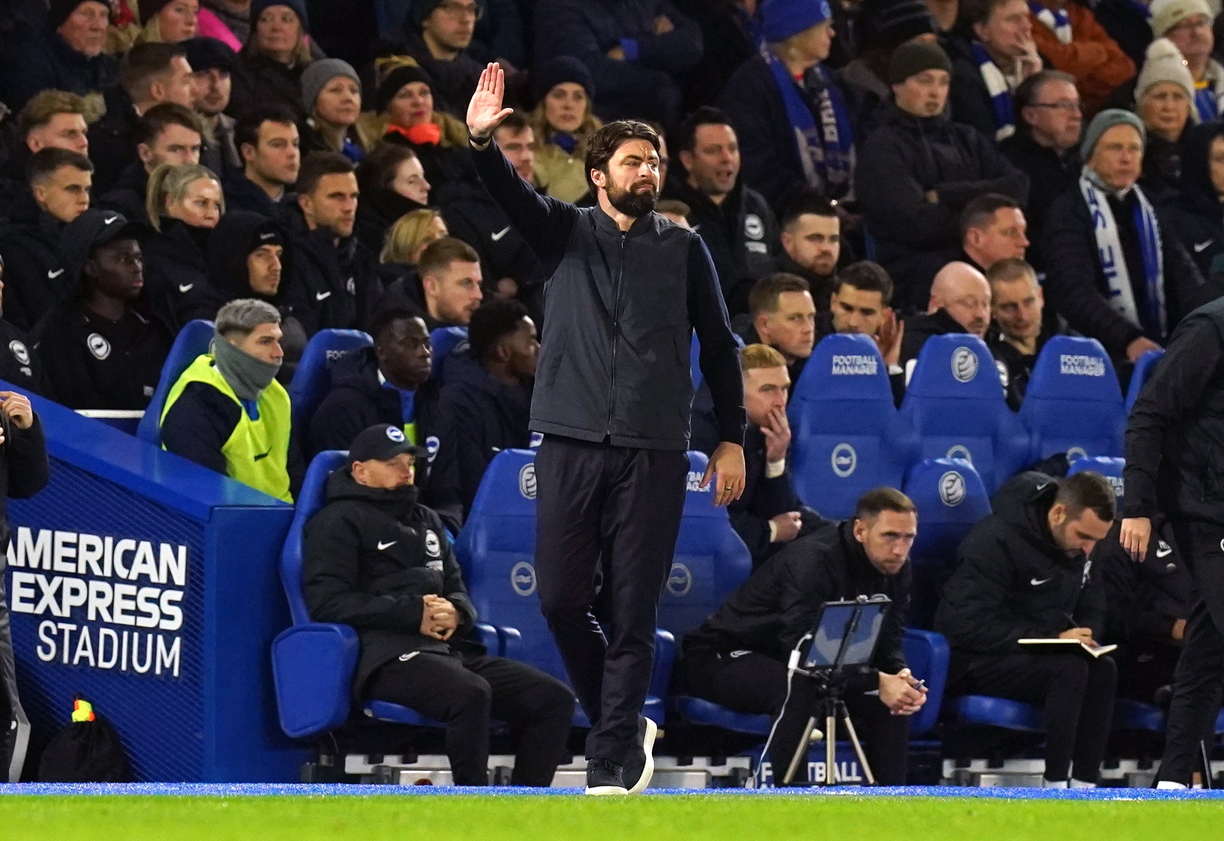 Southampton manager Russell Martin gestures on the touchline (Gareth Fuller/PA)